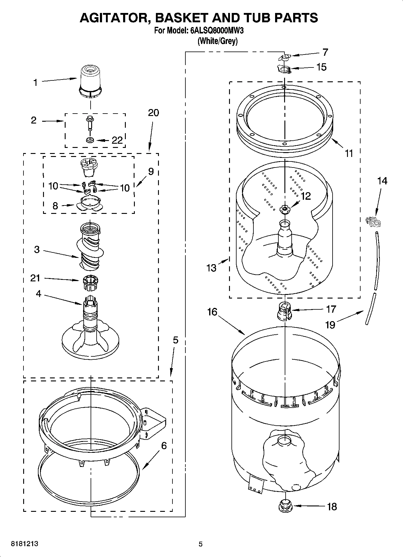 03 - AGITATOR, BASKET AND TUB PARTS
