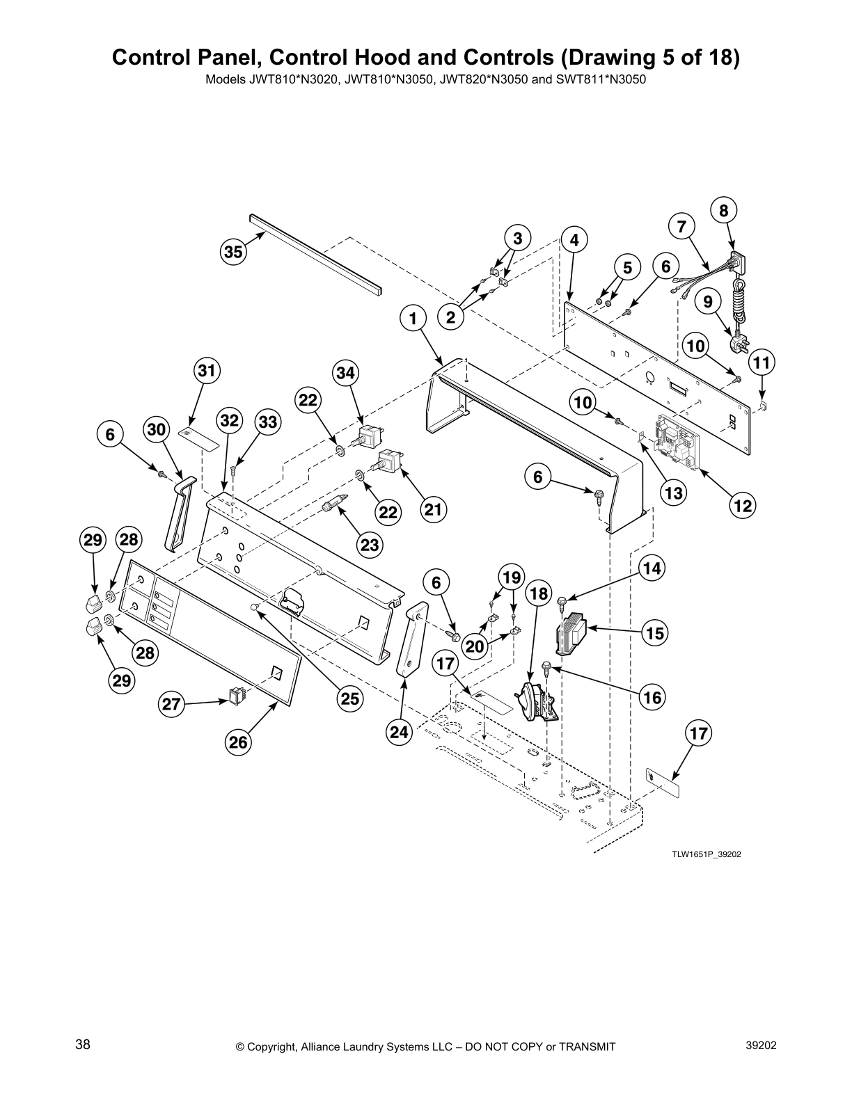 Control Panel, Control Hood and Controls (Drawing 5 of 18)