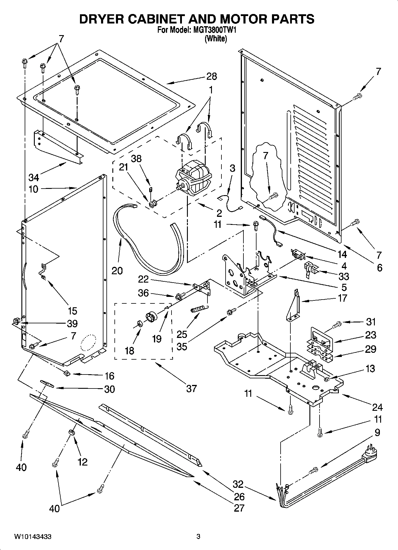 03 - DRYER CABINET AND MOTOR PARTS