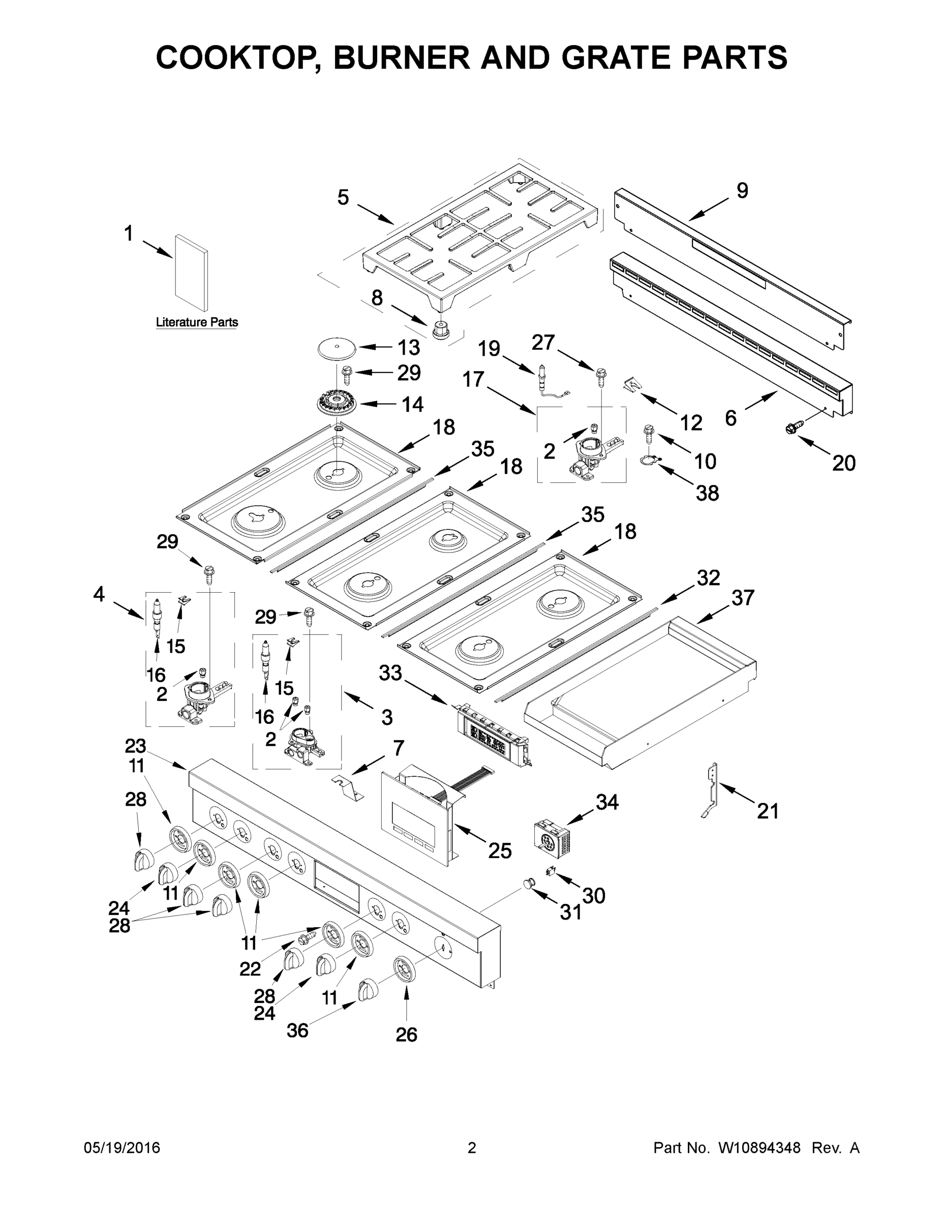 02 - COOKTOP, BURNER AND GRATE PARTS