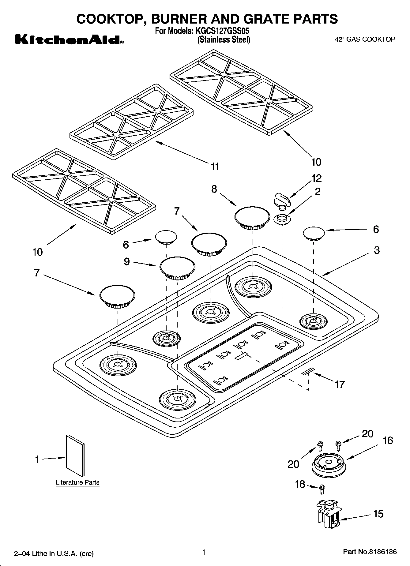01 - COOKTOP, BURNER AND GRATE PARTS