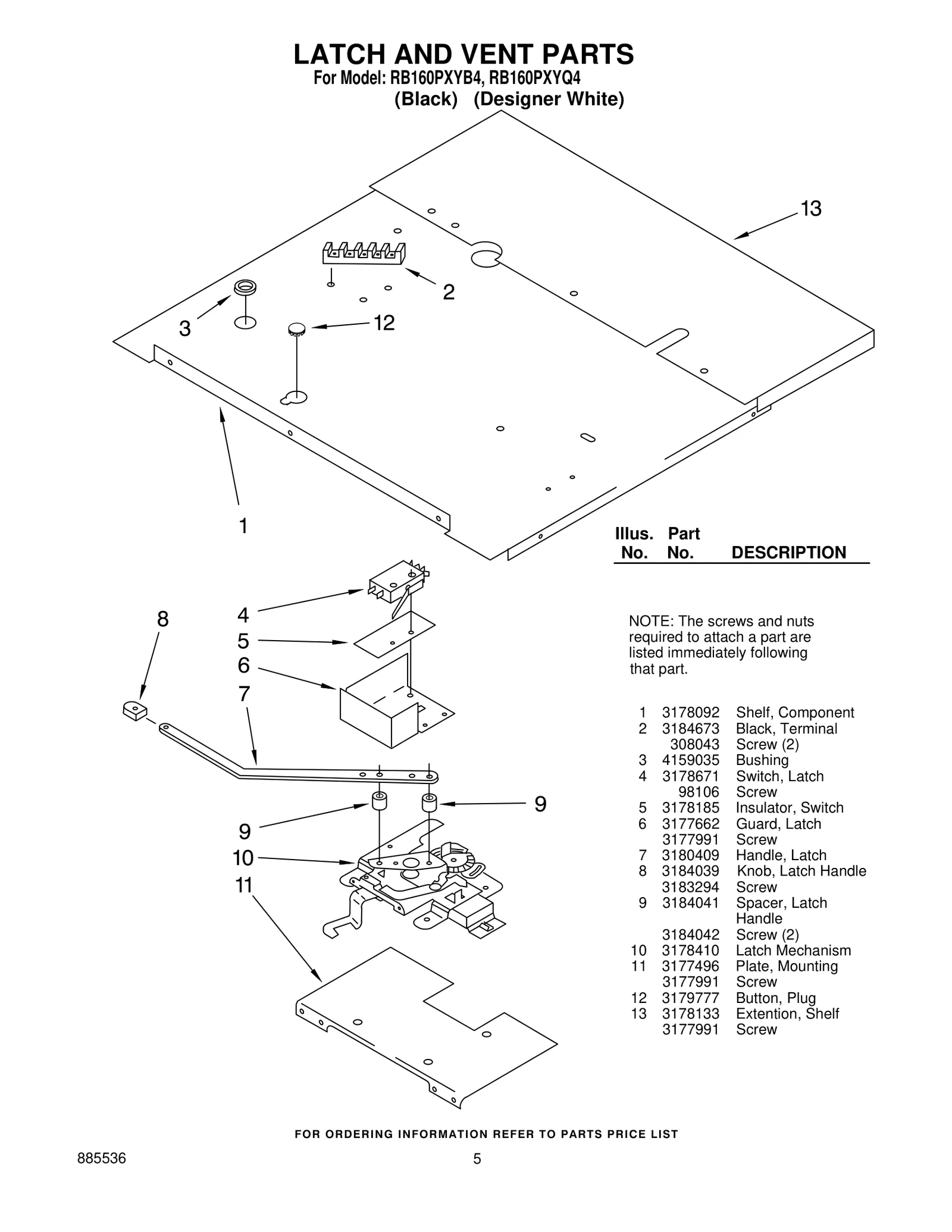 LATCH AND VENT PARTS