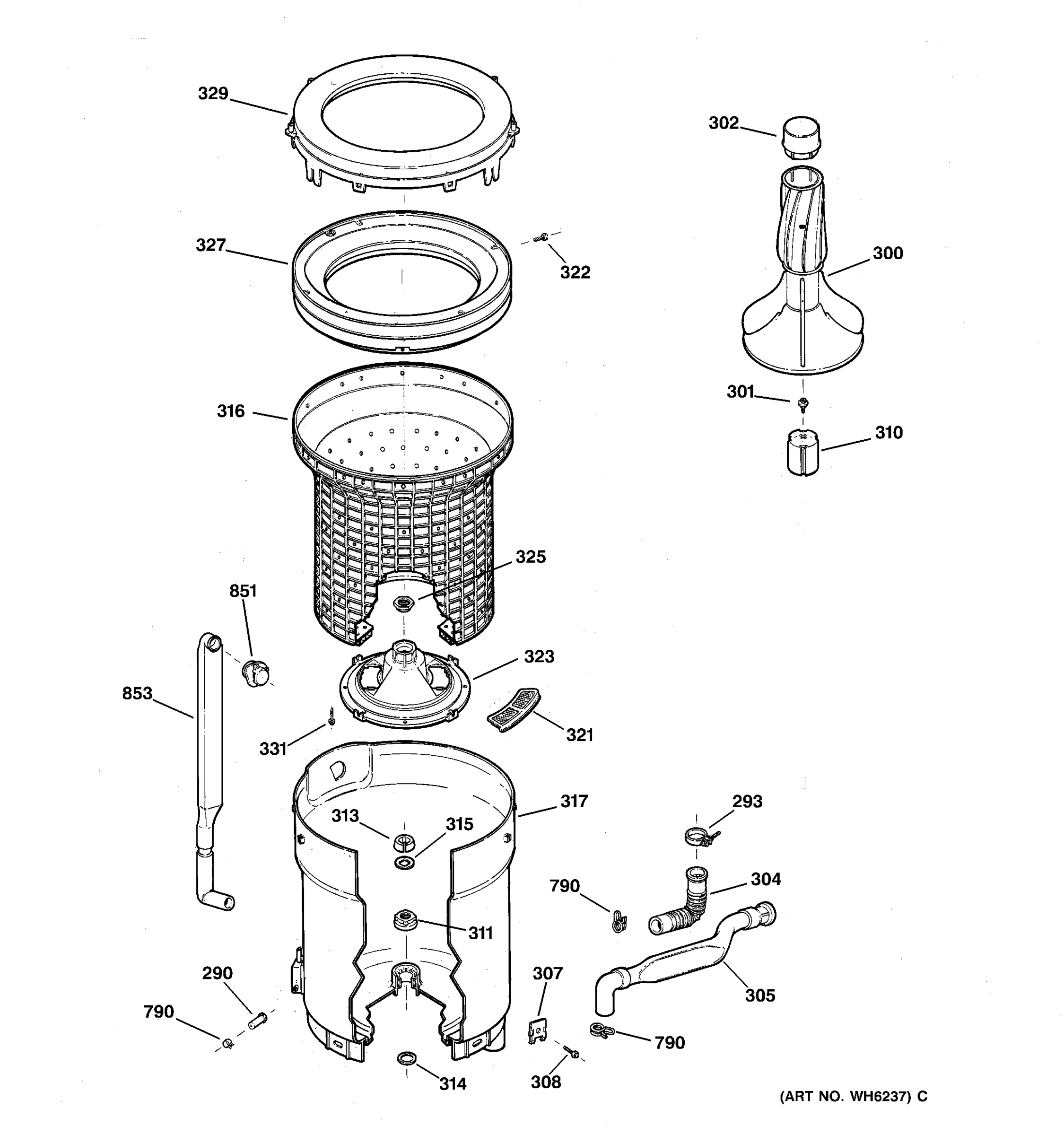 TUB, BASKET & AGITATOR