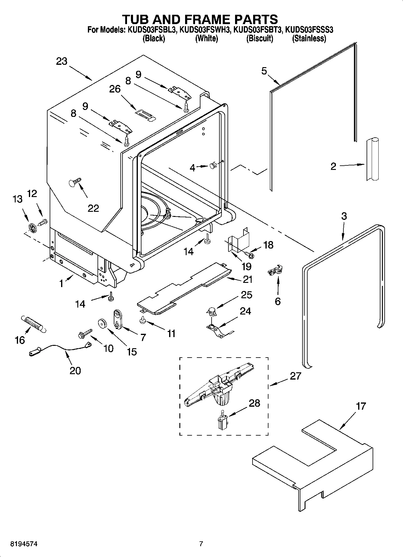 07 - TUB AND FRAME PARTS