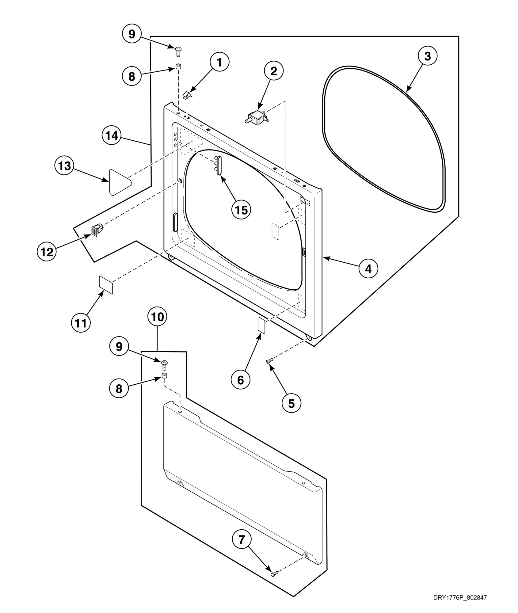 Dryer Access Panel, Front Panel and Seal