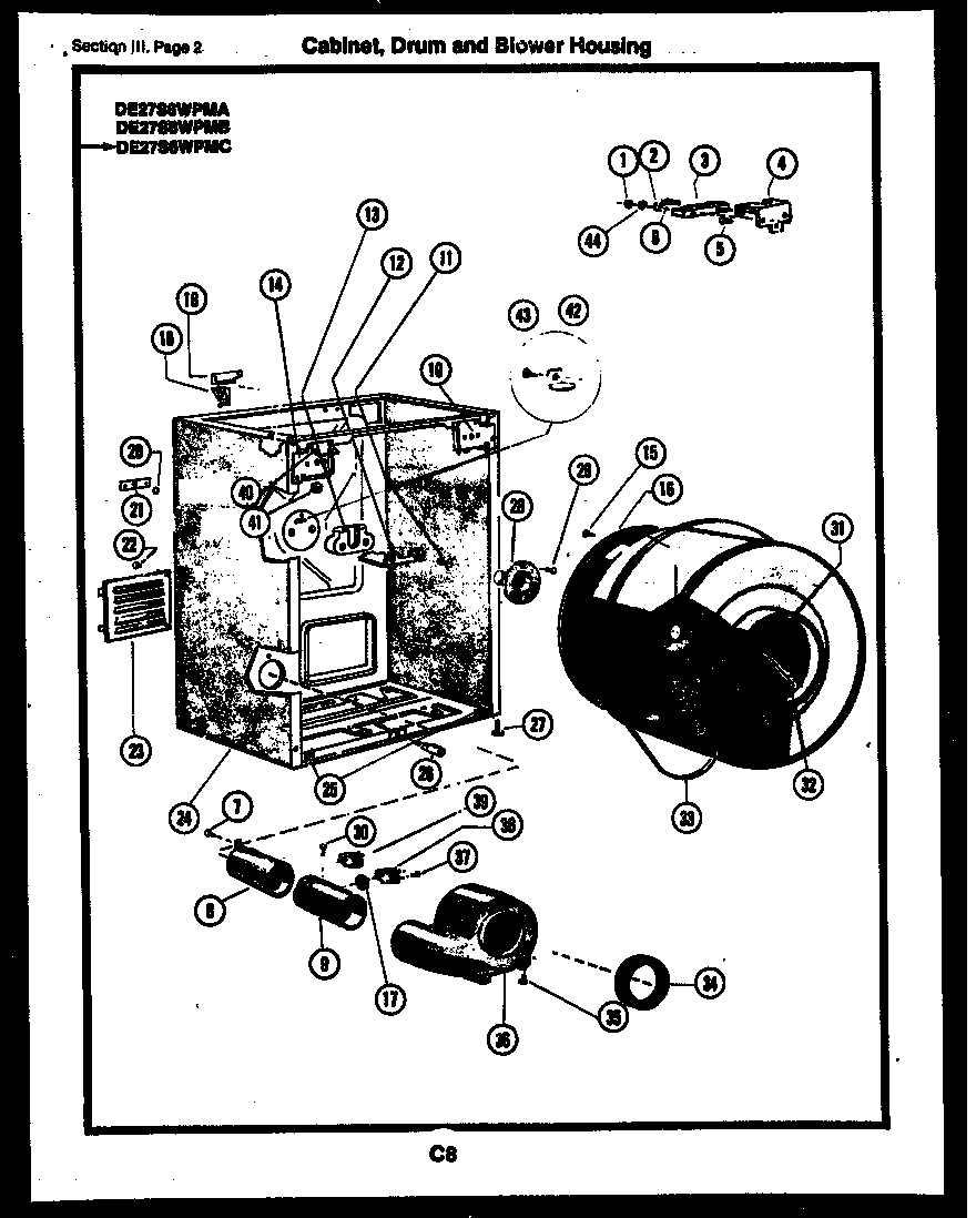 01 - CABINET, DRUM AND BLOWER HOUSING