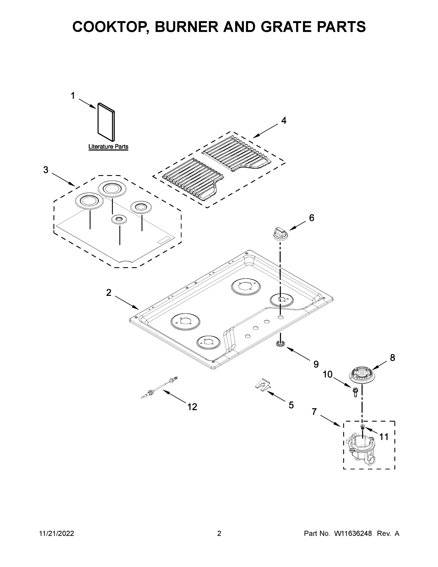 02 - COOKTOP, BURNER AND GRATE PARTS