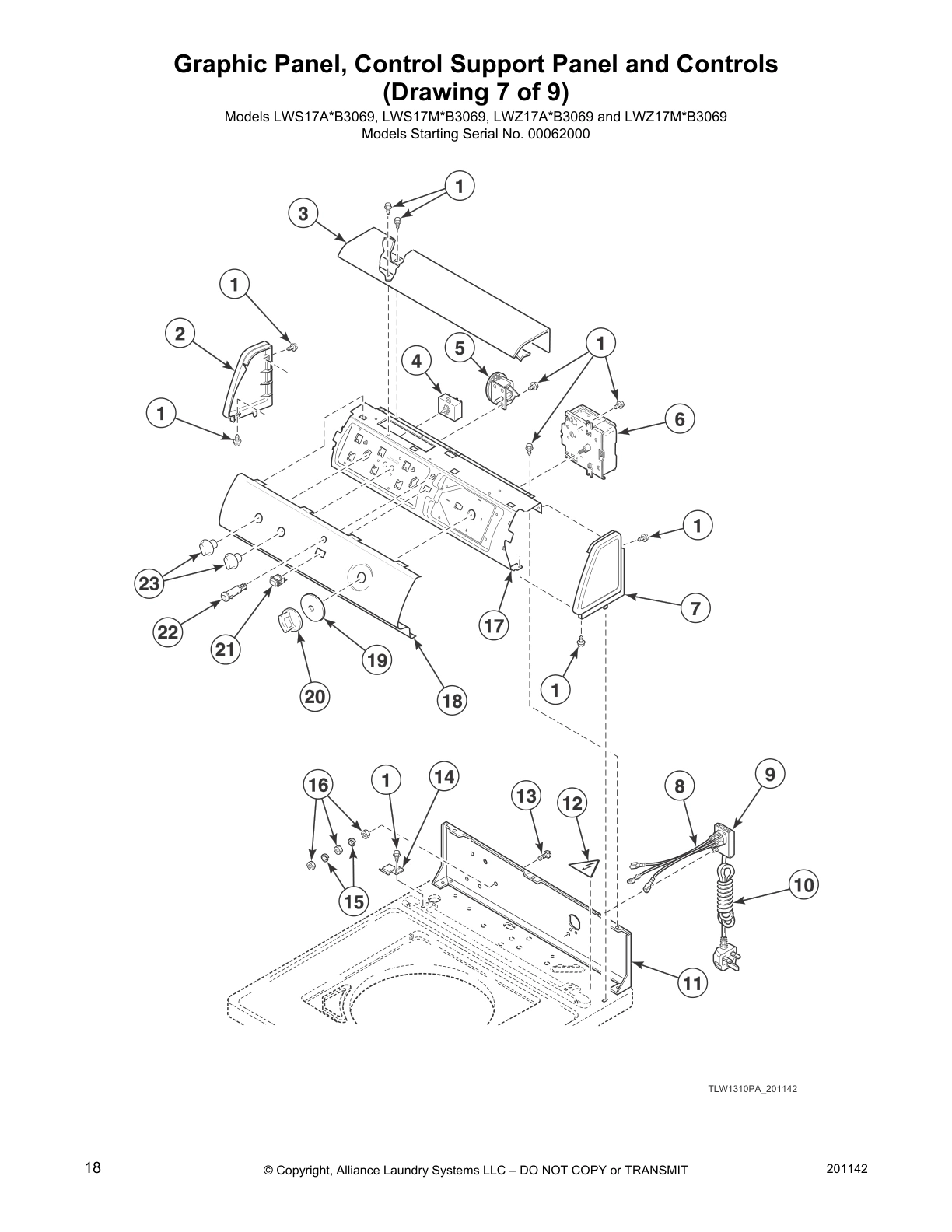 Graphic Panel, Control Support Panel and Controls 
(Drawing 7 of 9)