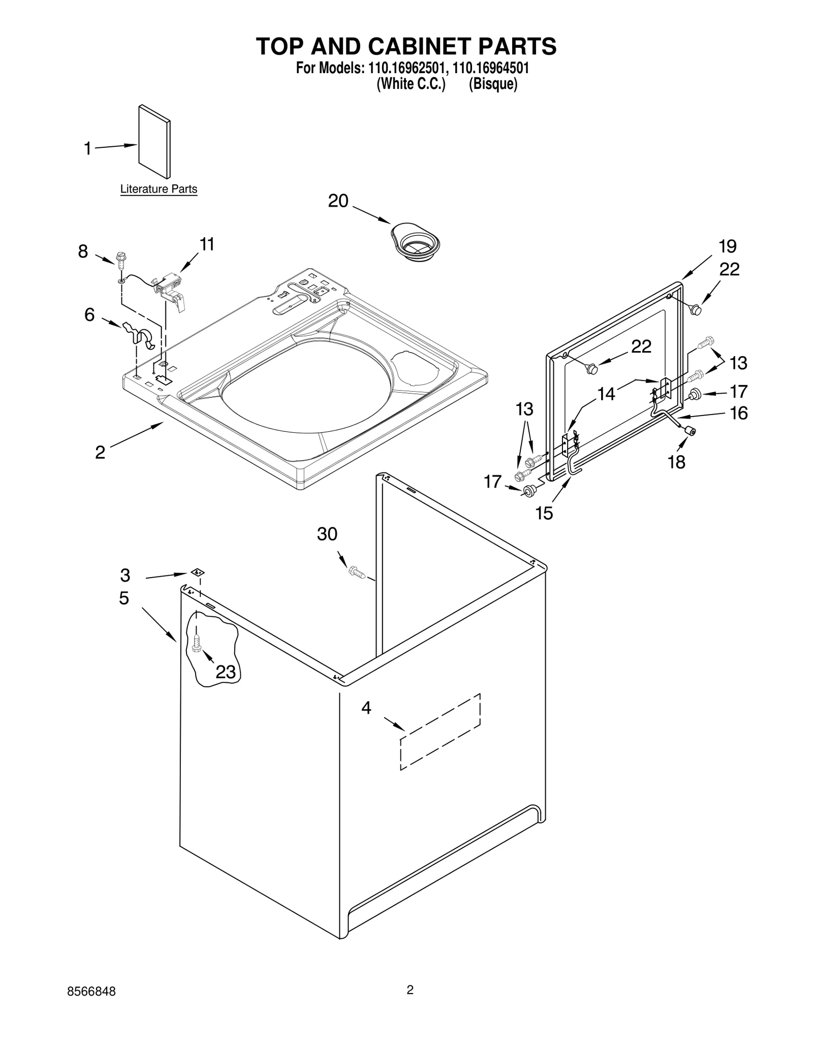 TOP AND CABINET PARTS