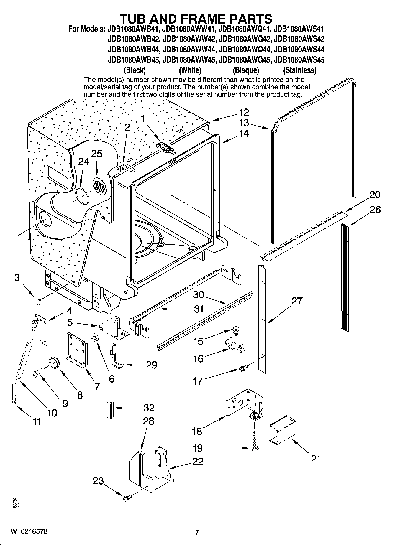 07 - TUB AND FRAME PARTS