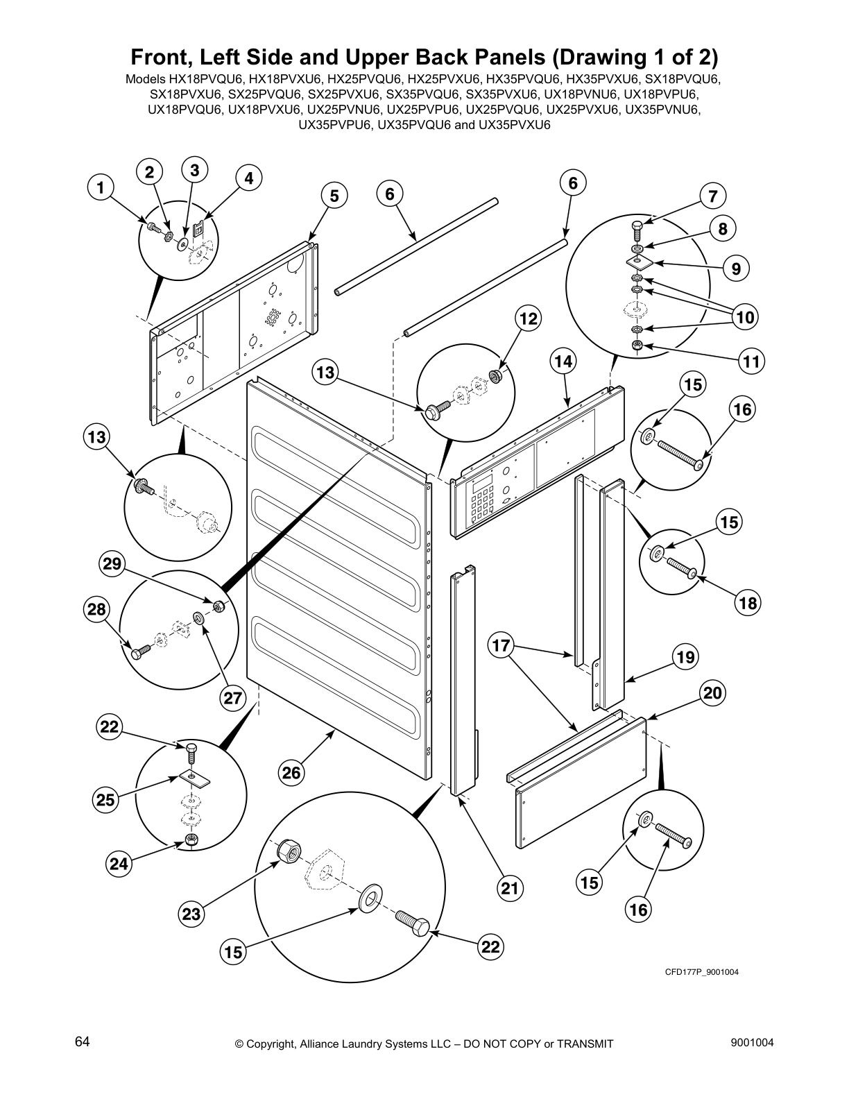 Front, Left Side and Upper Back Panels (Drawing 1 of 2)