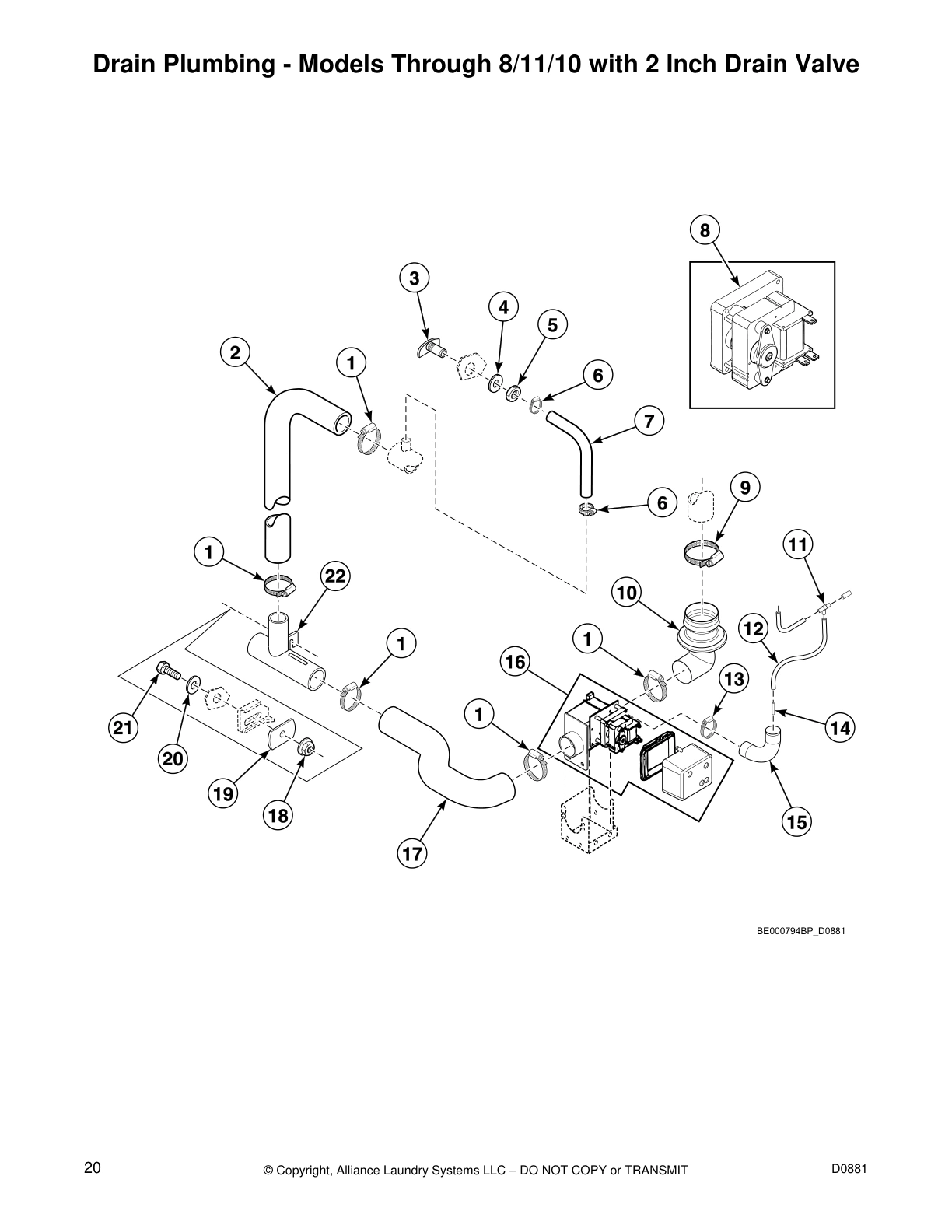 Drain Plumbing - Models Through 8/11/10 with 2 Inch Drain Valve