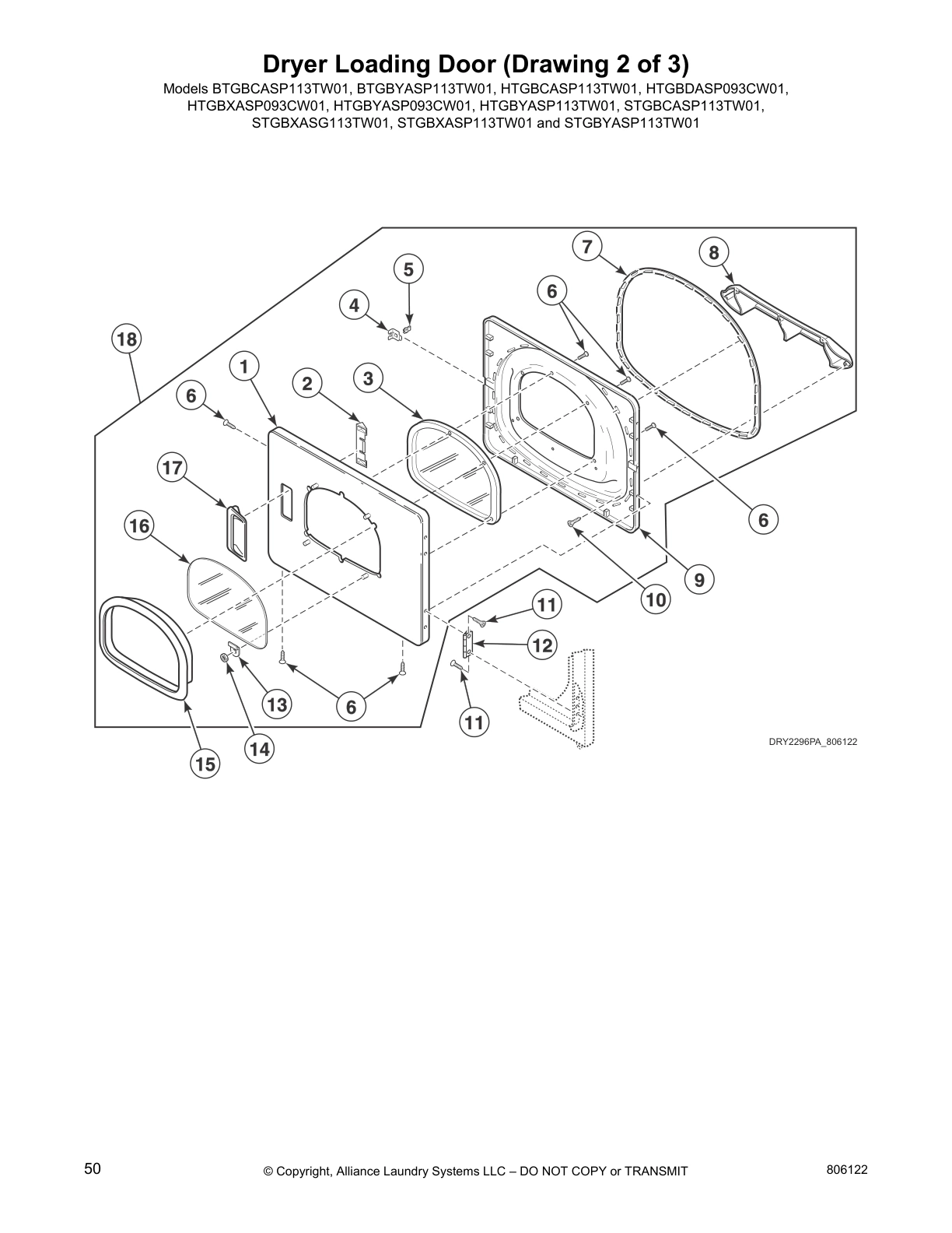 Dryer Loading Door (Drawing 2 of 3)