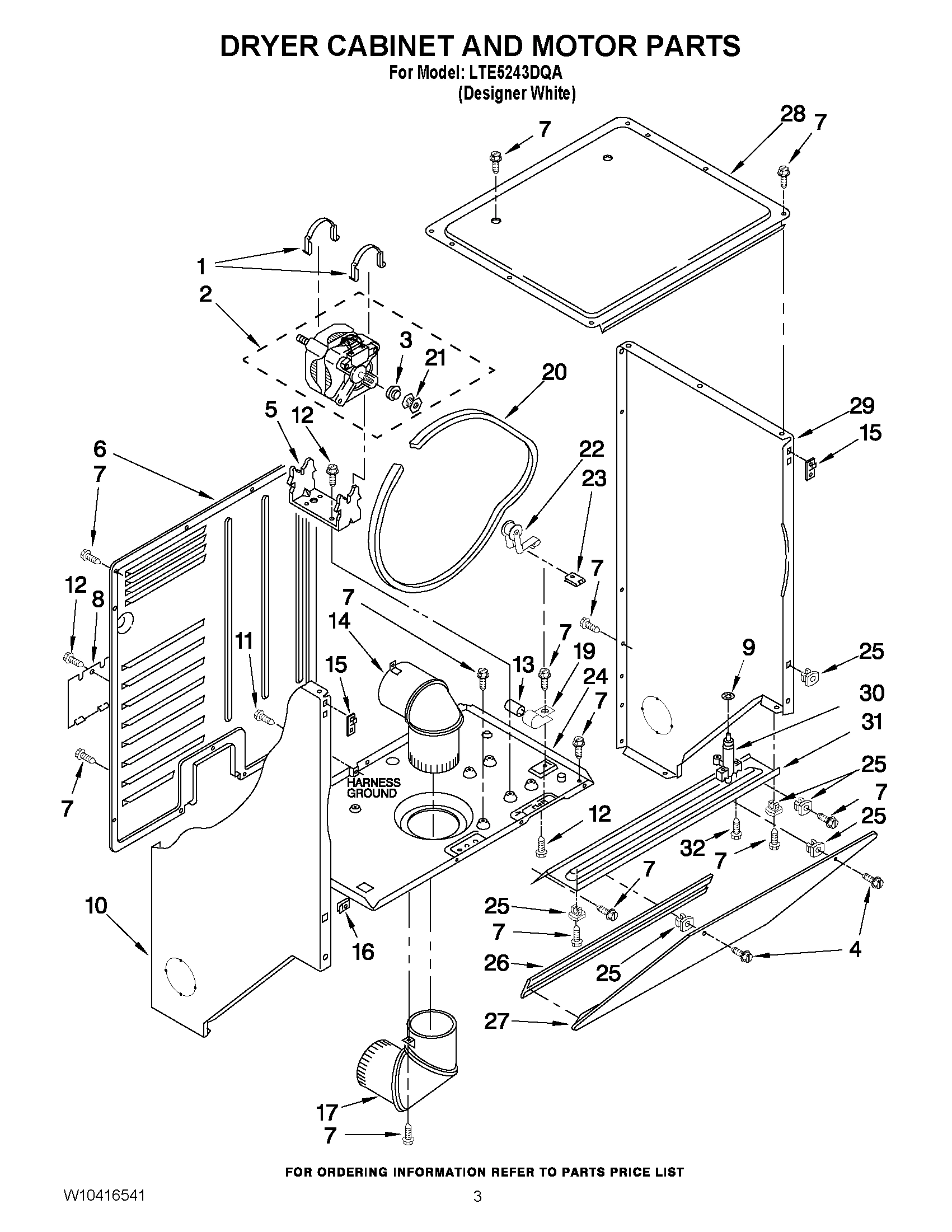 03 - DRYER CABINET AND MOTOR PARTS