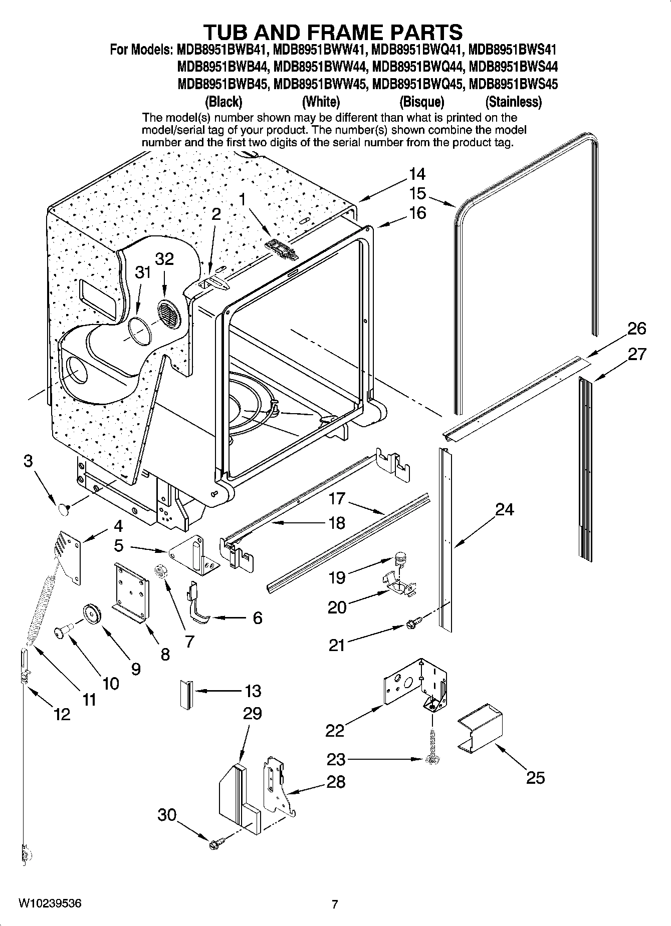 07 - TUB AND FRAME PARTS