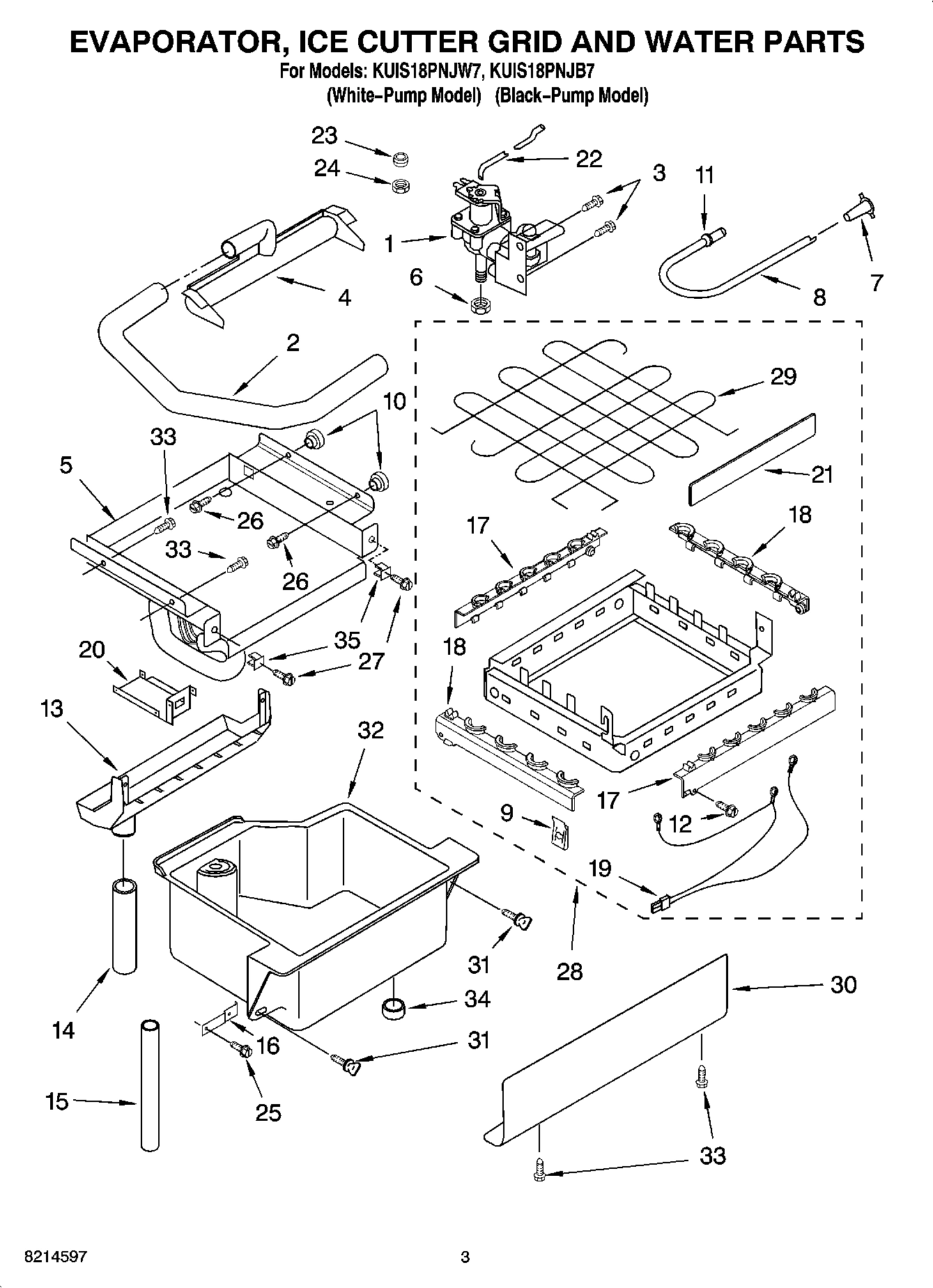 02 - EVAPORATOR, ICE CUTTER GRID AND WATER PARTS