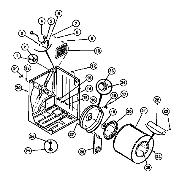 02 - CABINET, DRUM, HEAT DUCT