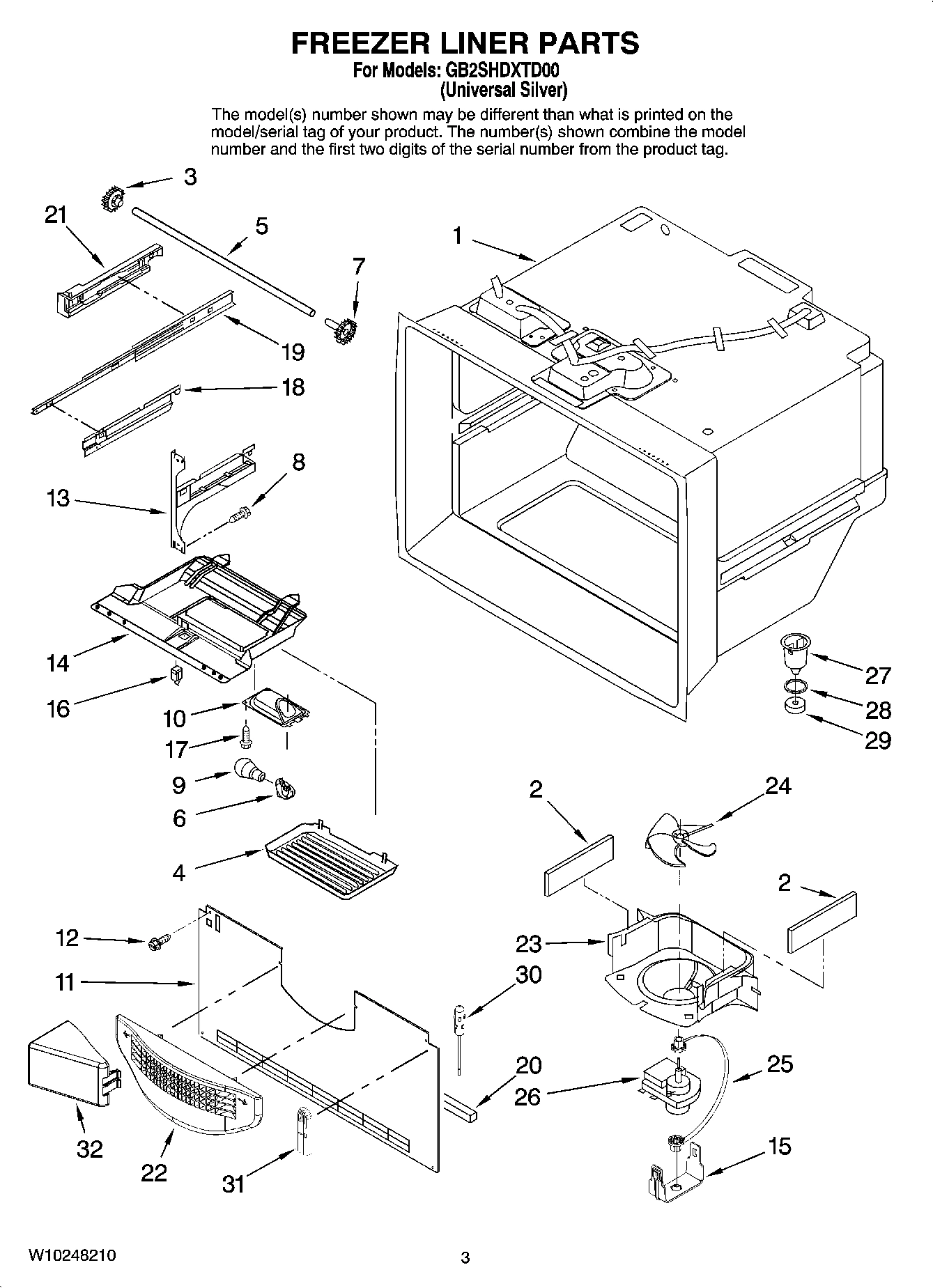 02 - FREEZER LINER PARTS
