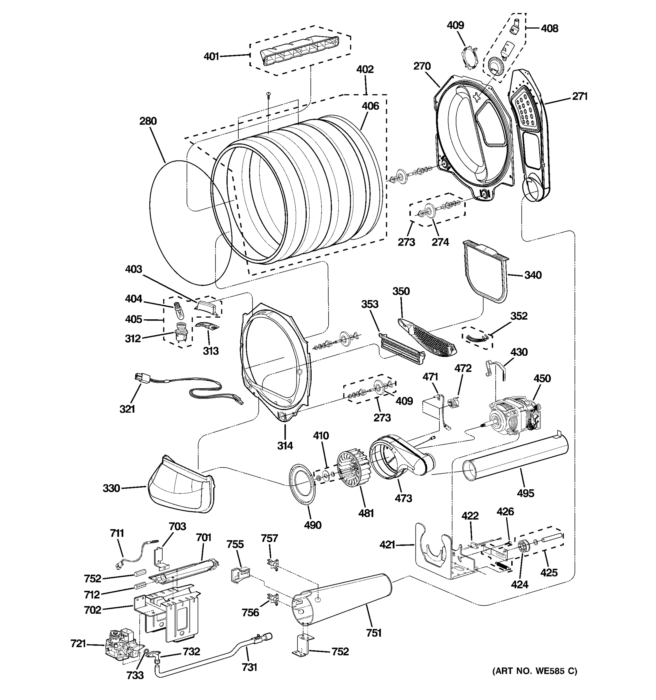 DRUM, BLOWER & MOTOR ASSEMBLY