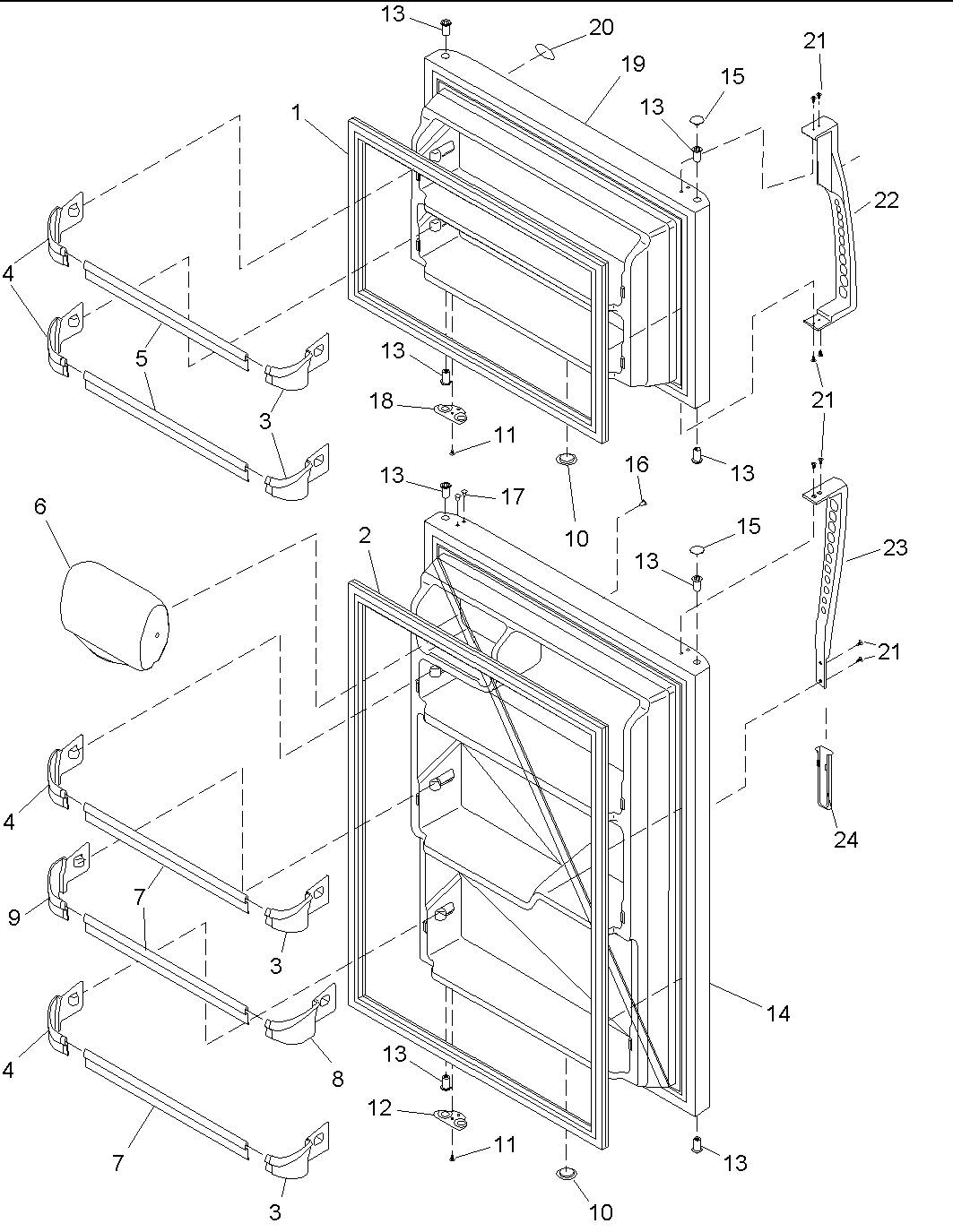 02 - Door Assy, Handles & Shelves
