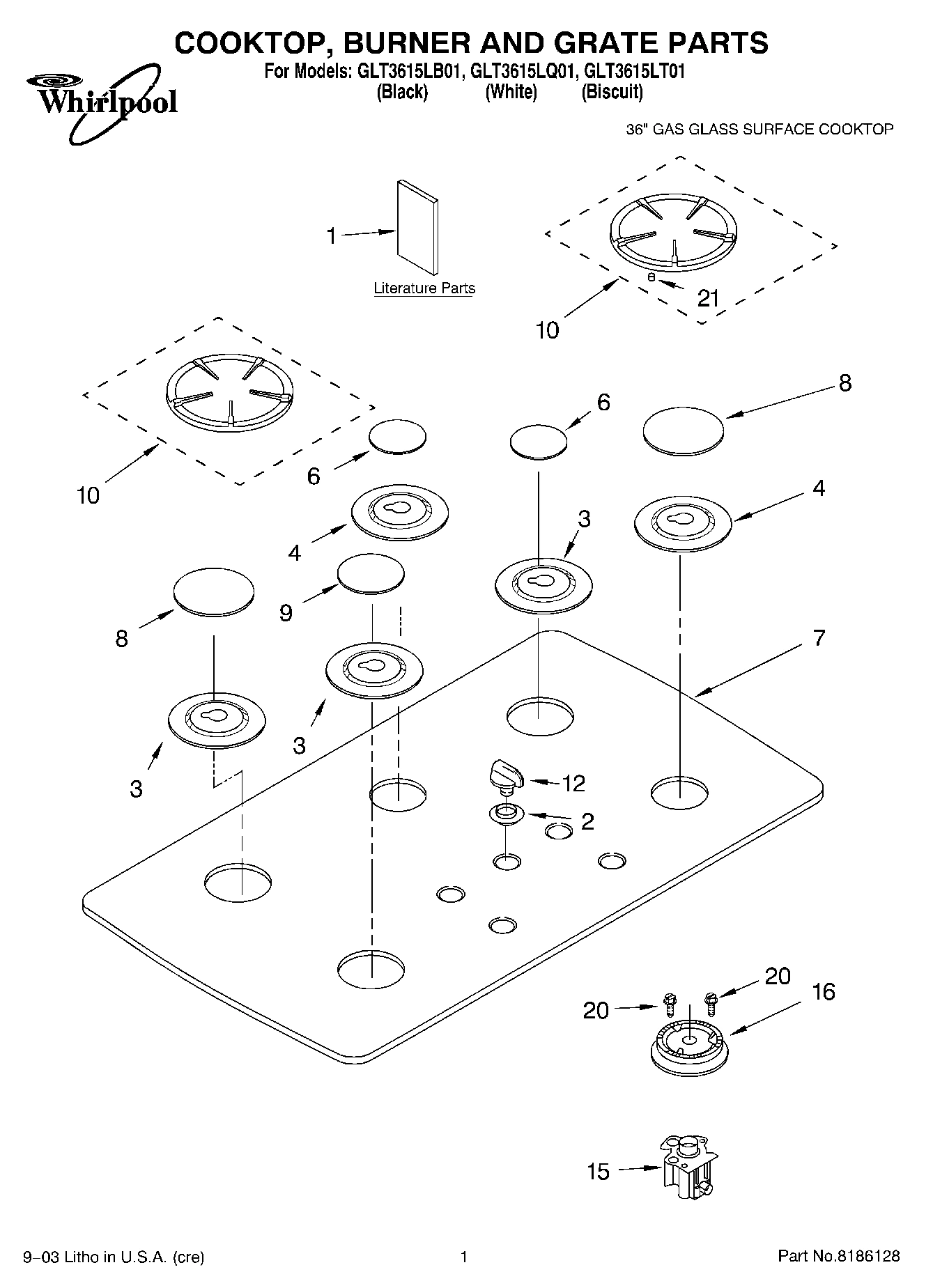 01 - COOKTOP, BURNER AND GRATE PARTS