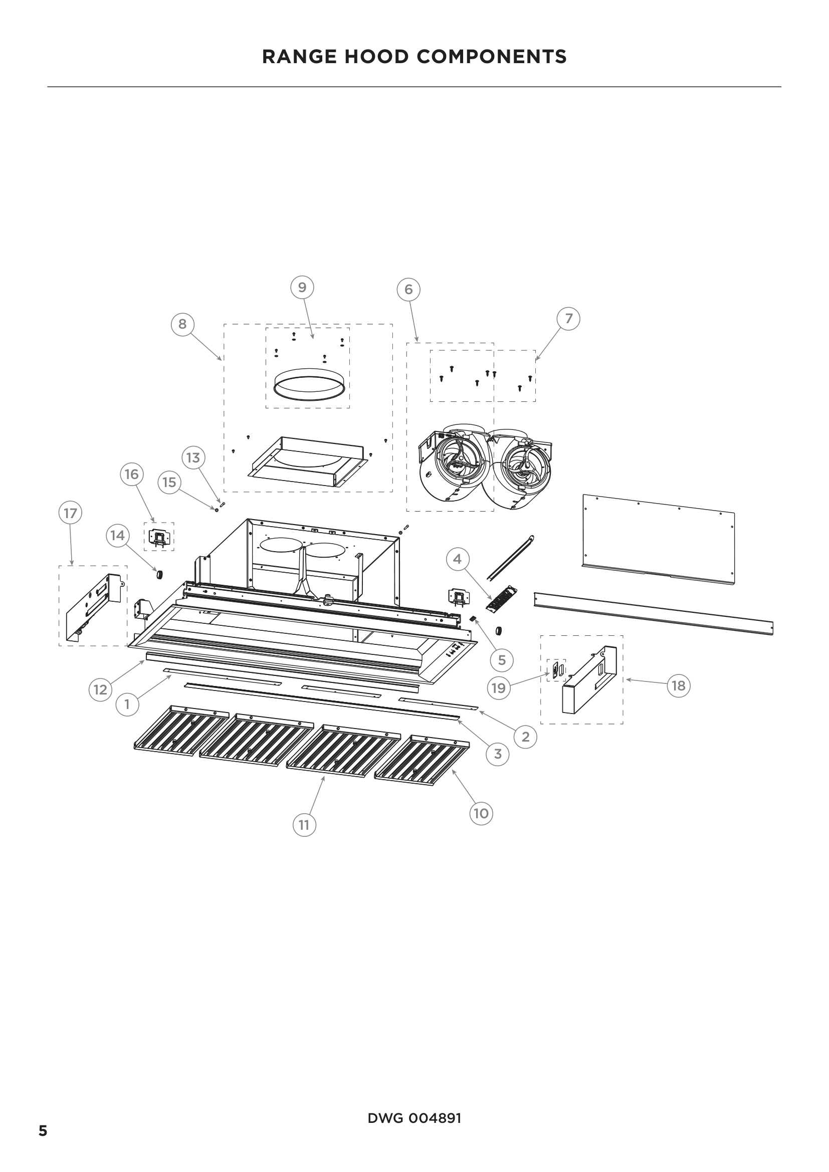 RANGE HOOD COMPONENTS