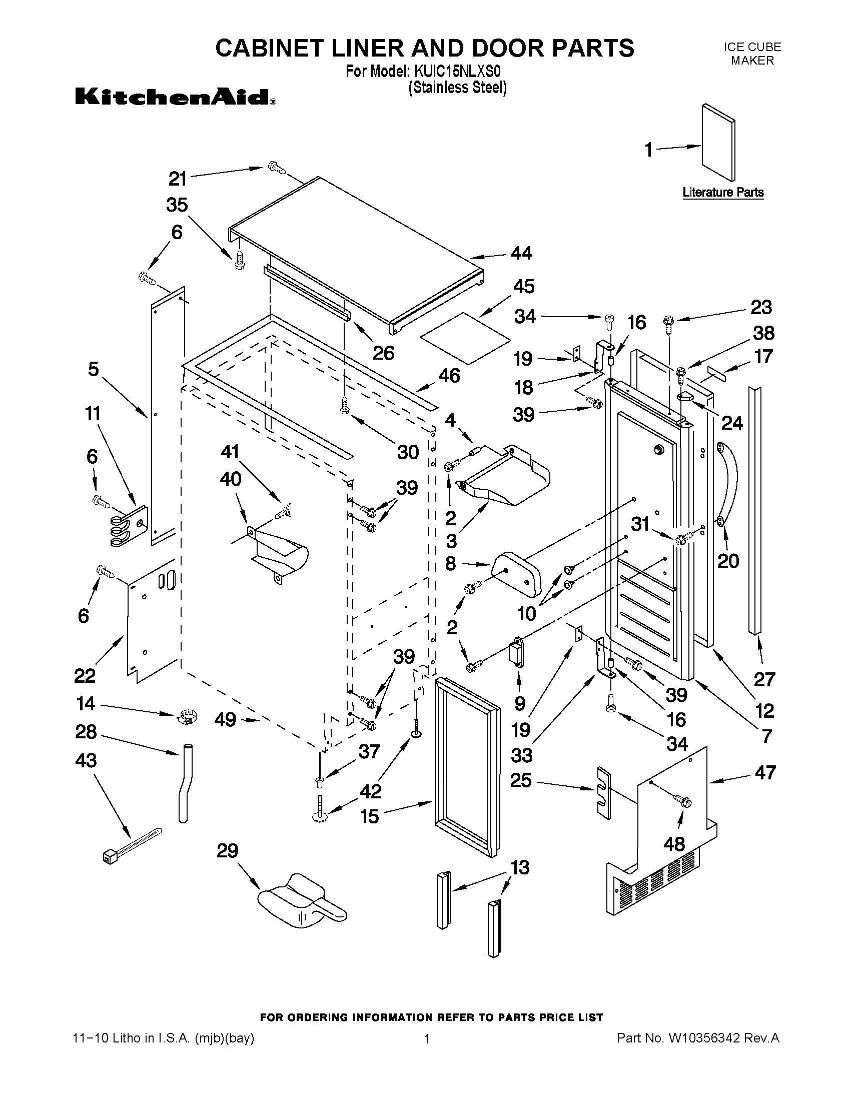 01 - CABINET LINER AND DOOR PARTS