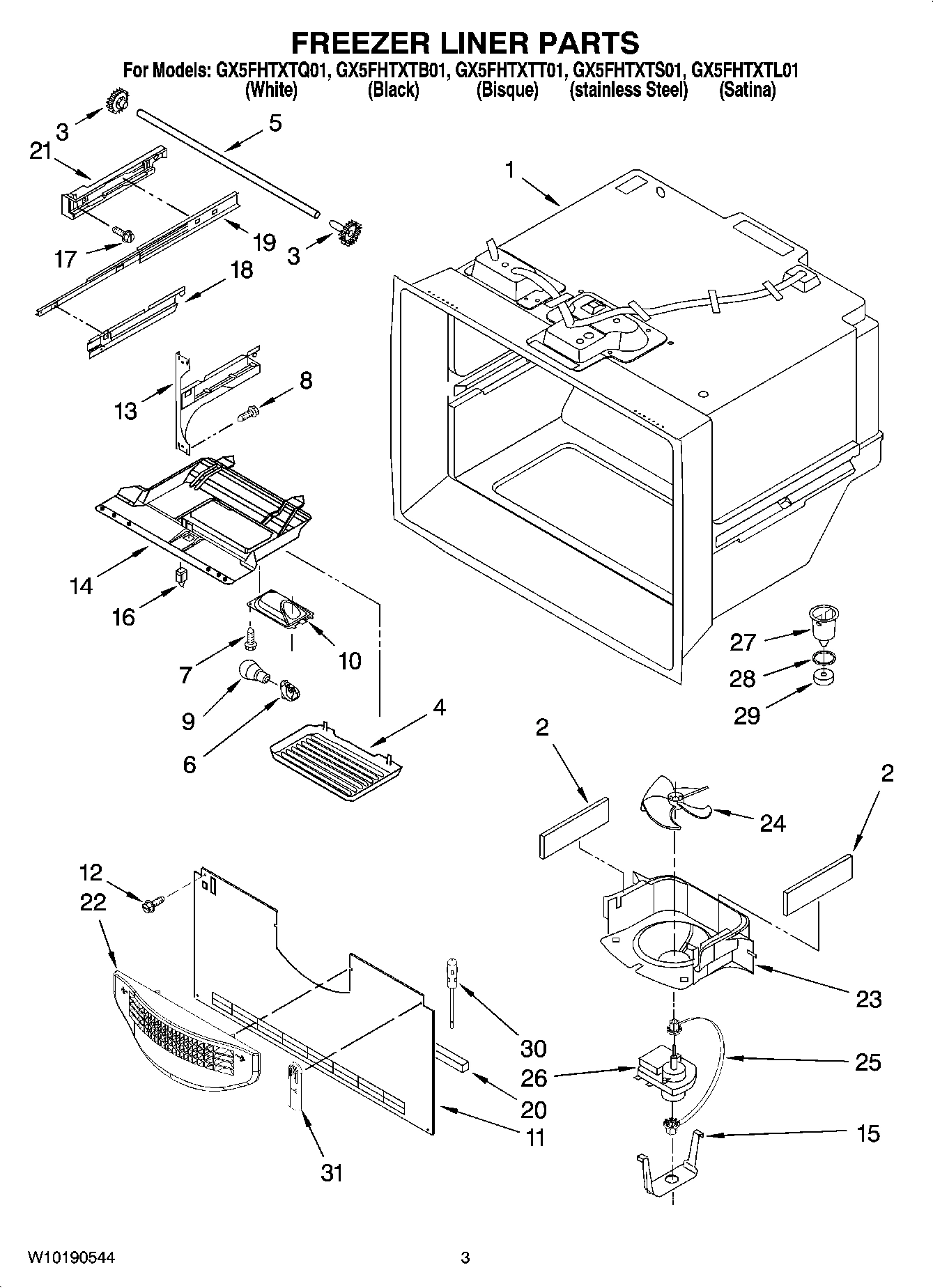 02 - FREEZER LINER PARTS