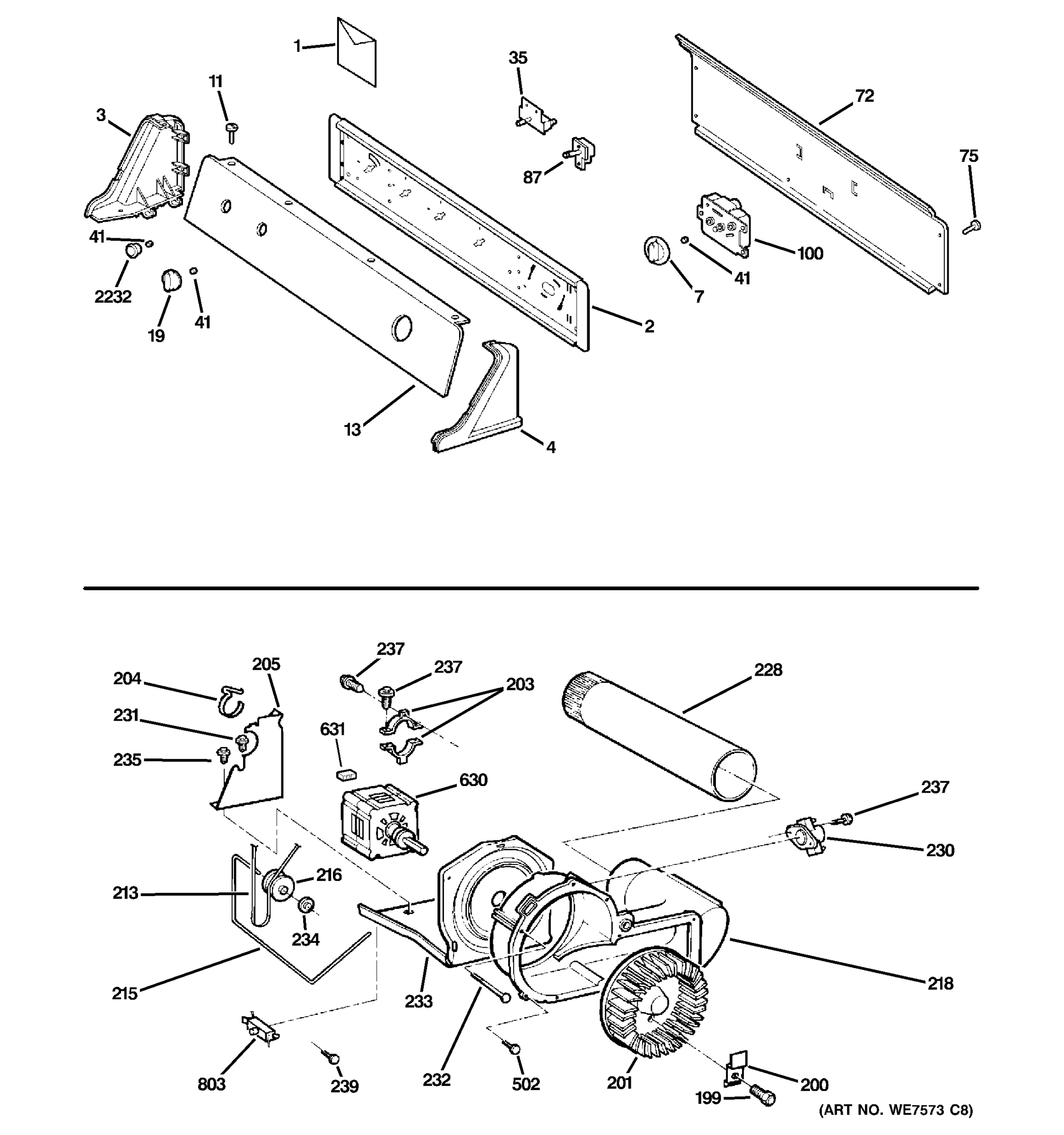BACKSPLASH, BLOWER & MOTOR ASSEMBLY