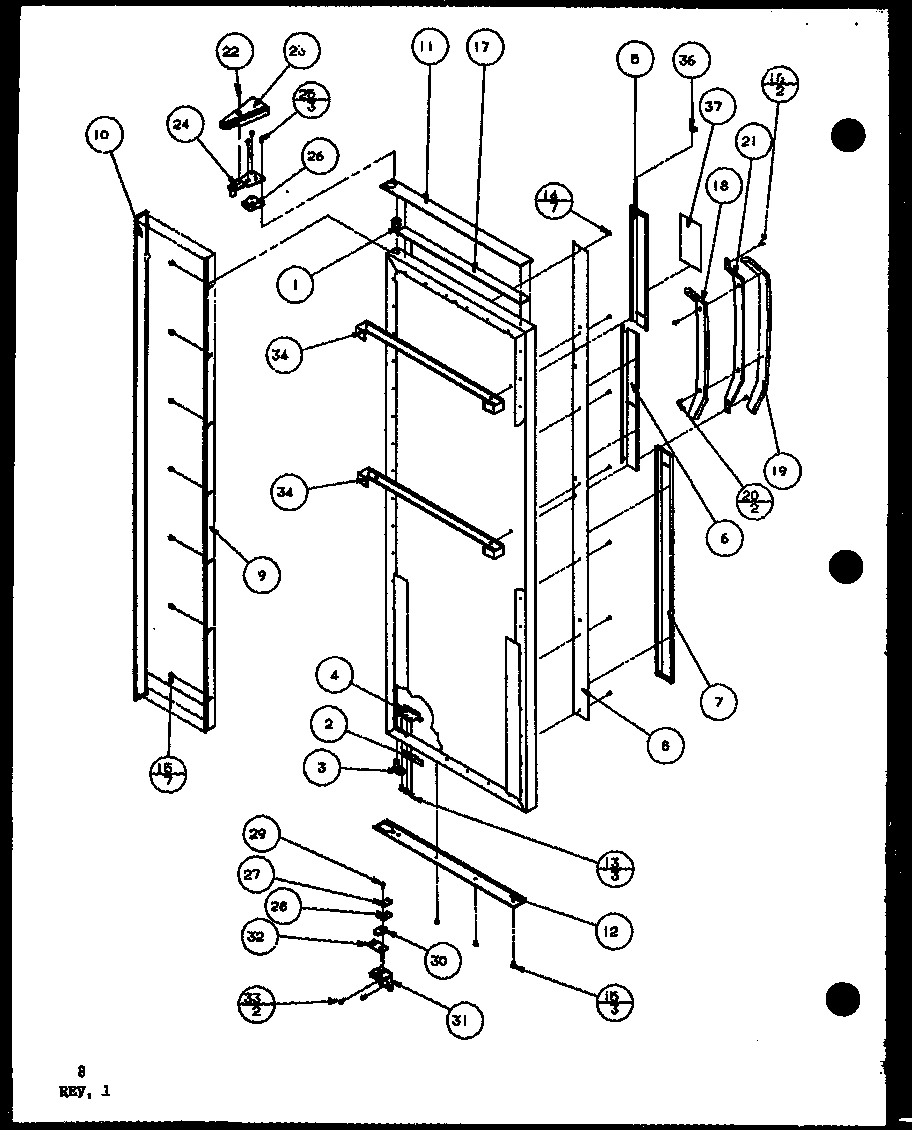 13 - REF DOOR HINGE AND TRIM PARTS