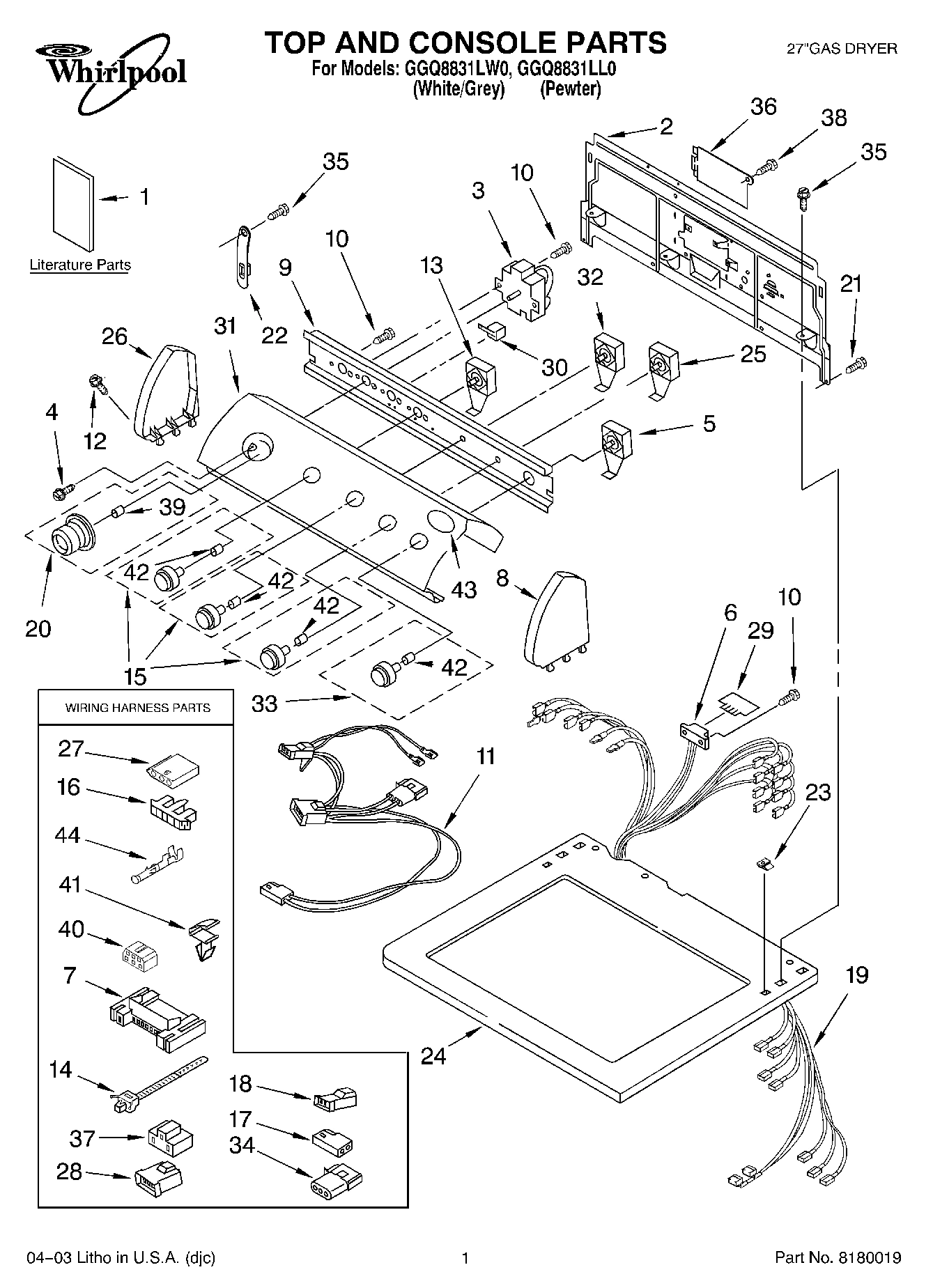 01 - TOP AND CONSOLE PARTS