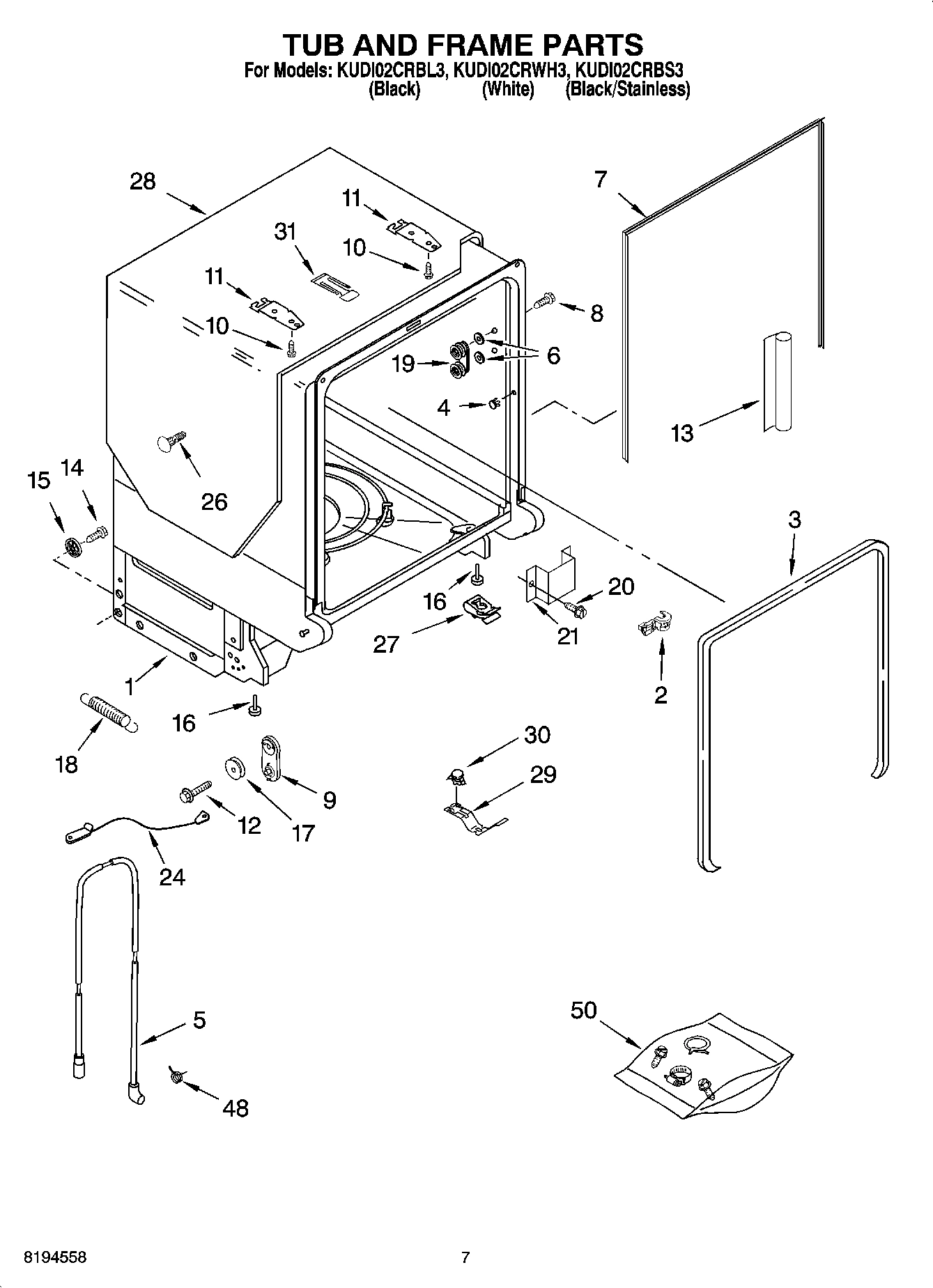 07 - TUB AND FRAME PARTS