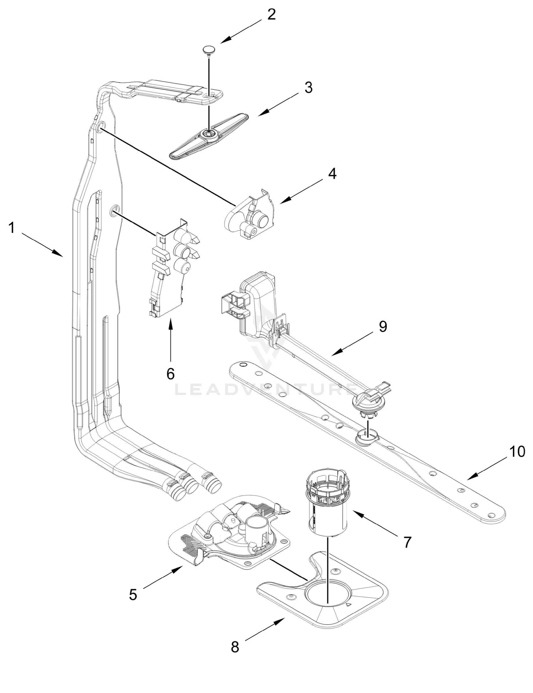 UPPER WASH AND RINSE PARTS