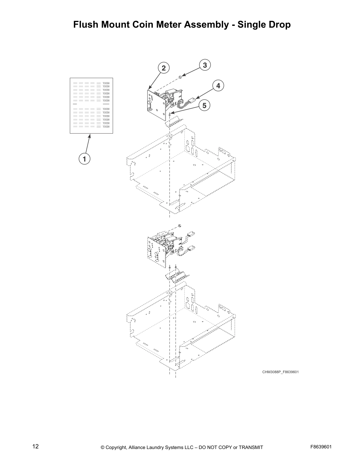 Flush Mount Coin Meter Assembly - Single Drop