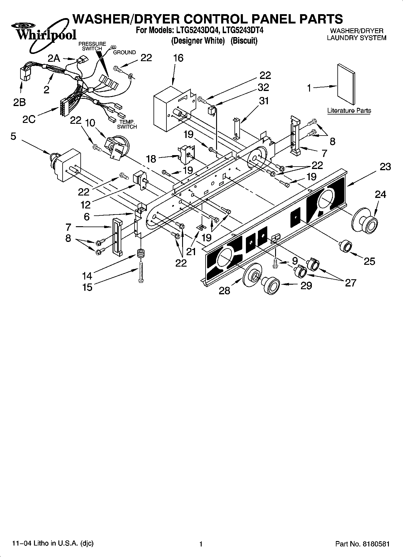 01 - WASHER/DRYER CONTROL PANEL PARTS