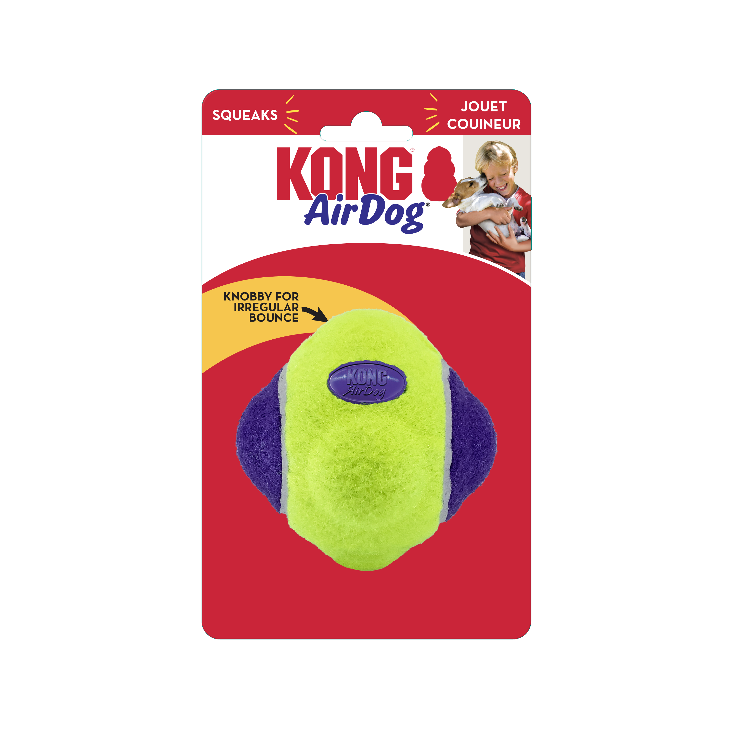 AirDog Squeaker Knobby Ball onpack product image