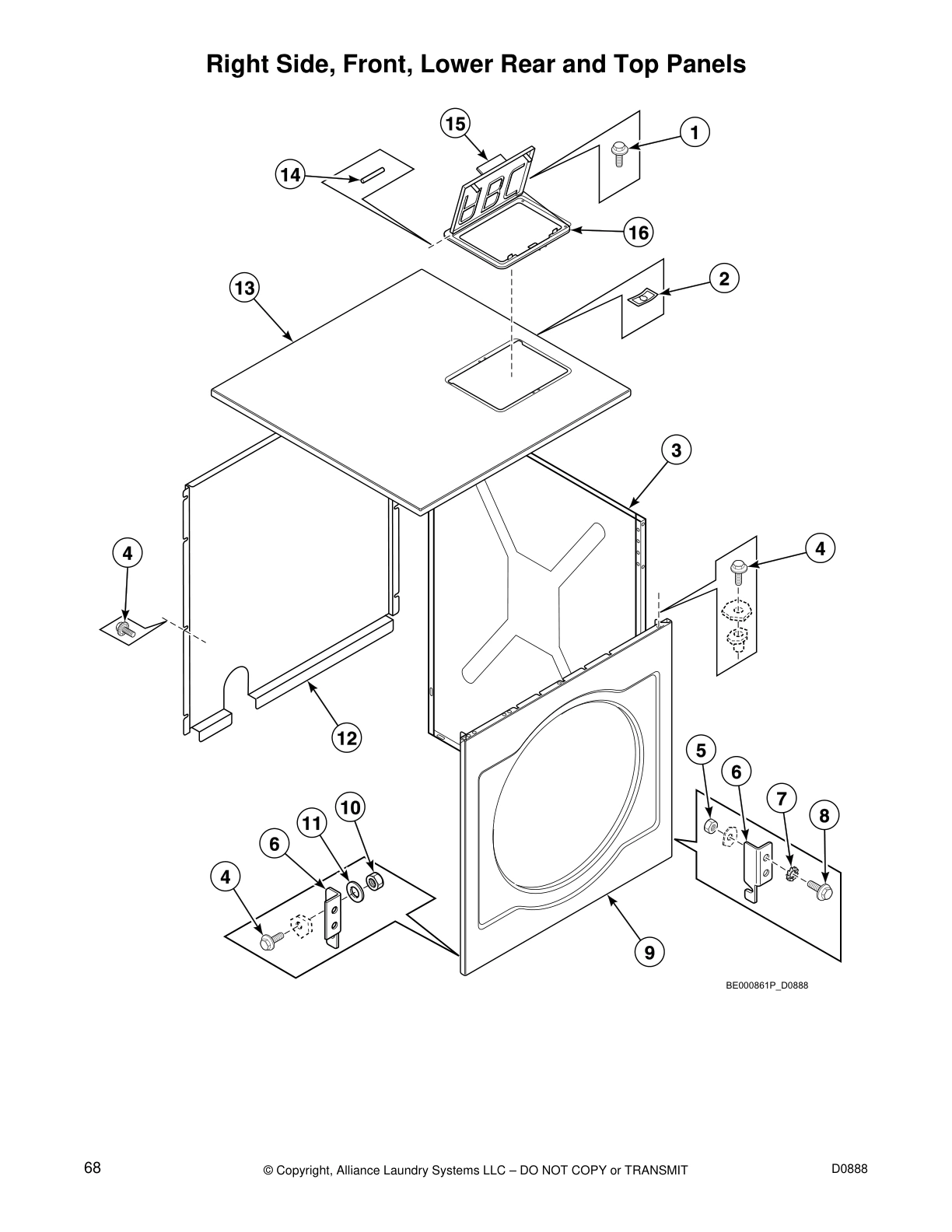 Right Side, Front, Lower Rear and Top Panels