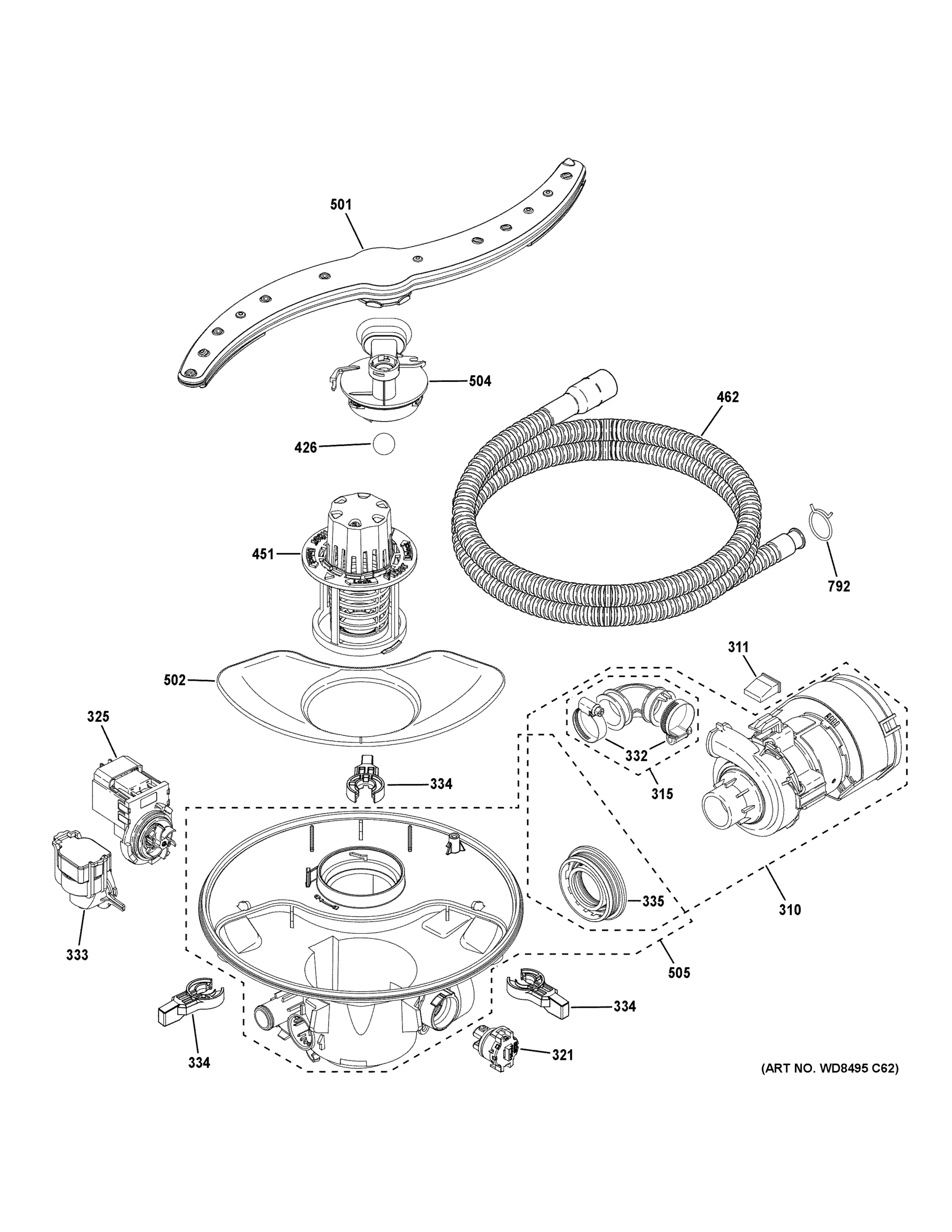 MOTOR, SUMP & FILTER ASSEMBLY