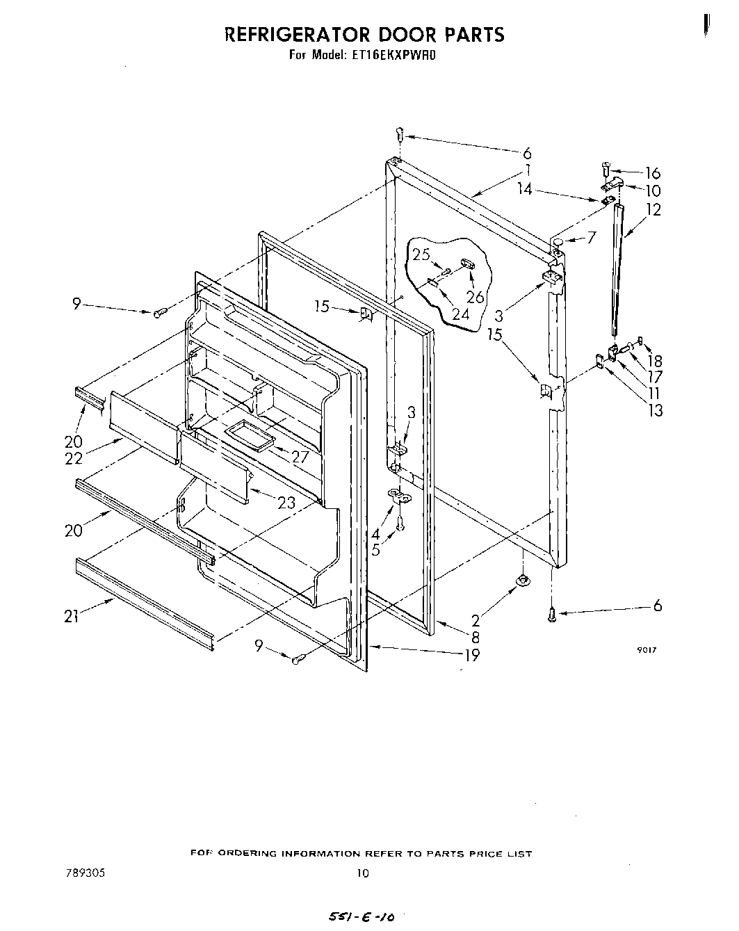 08 - REFRIGERATOR DOOR, PARTS NOT ILLUSTRATED