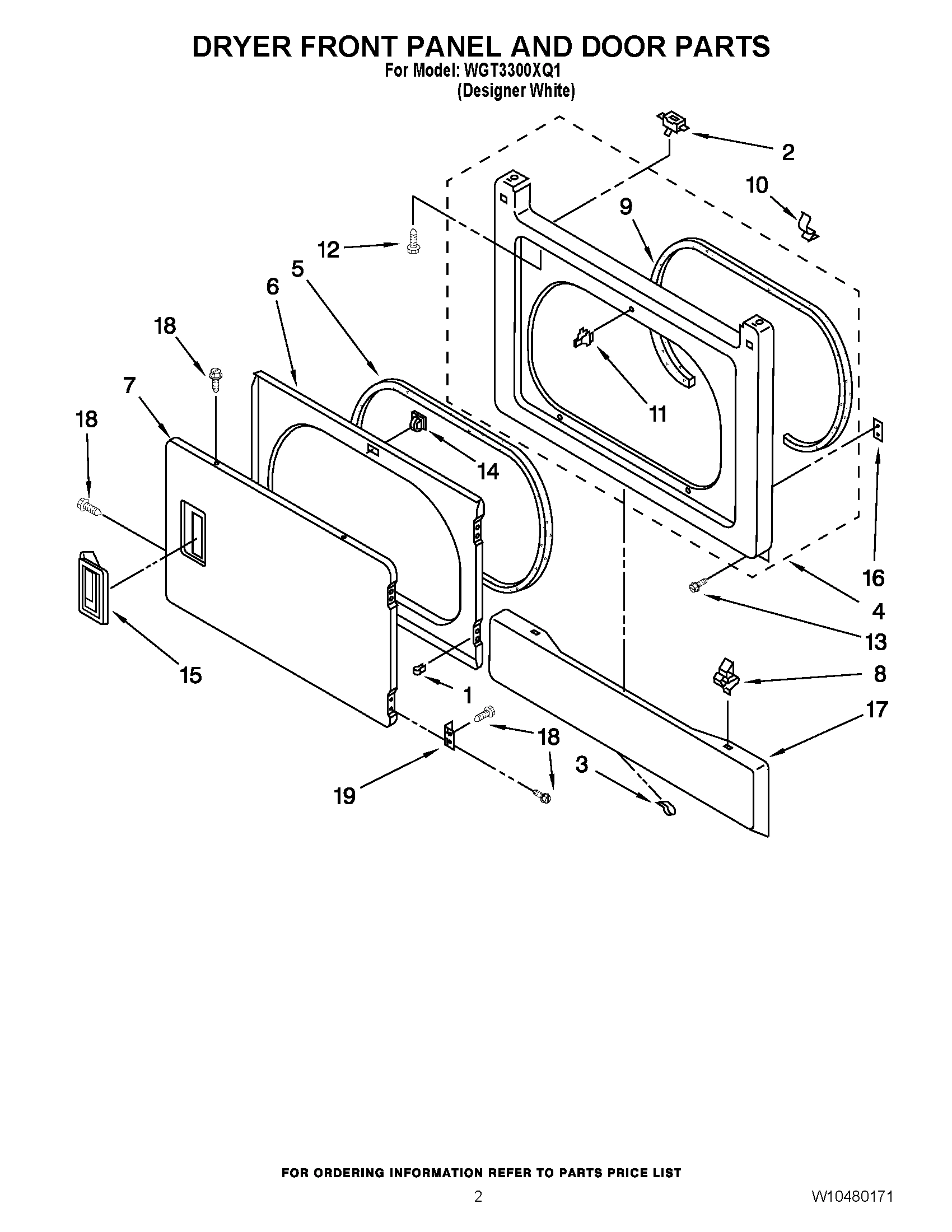 02 - DRYER FRONT PANEL AND DOOR PARTS
