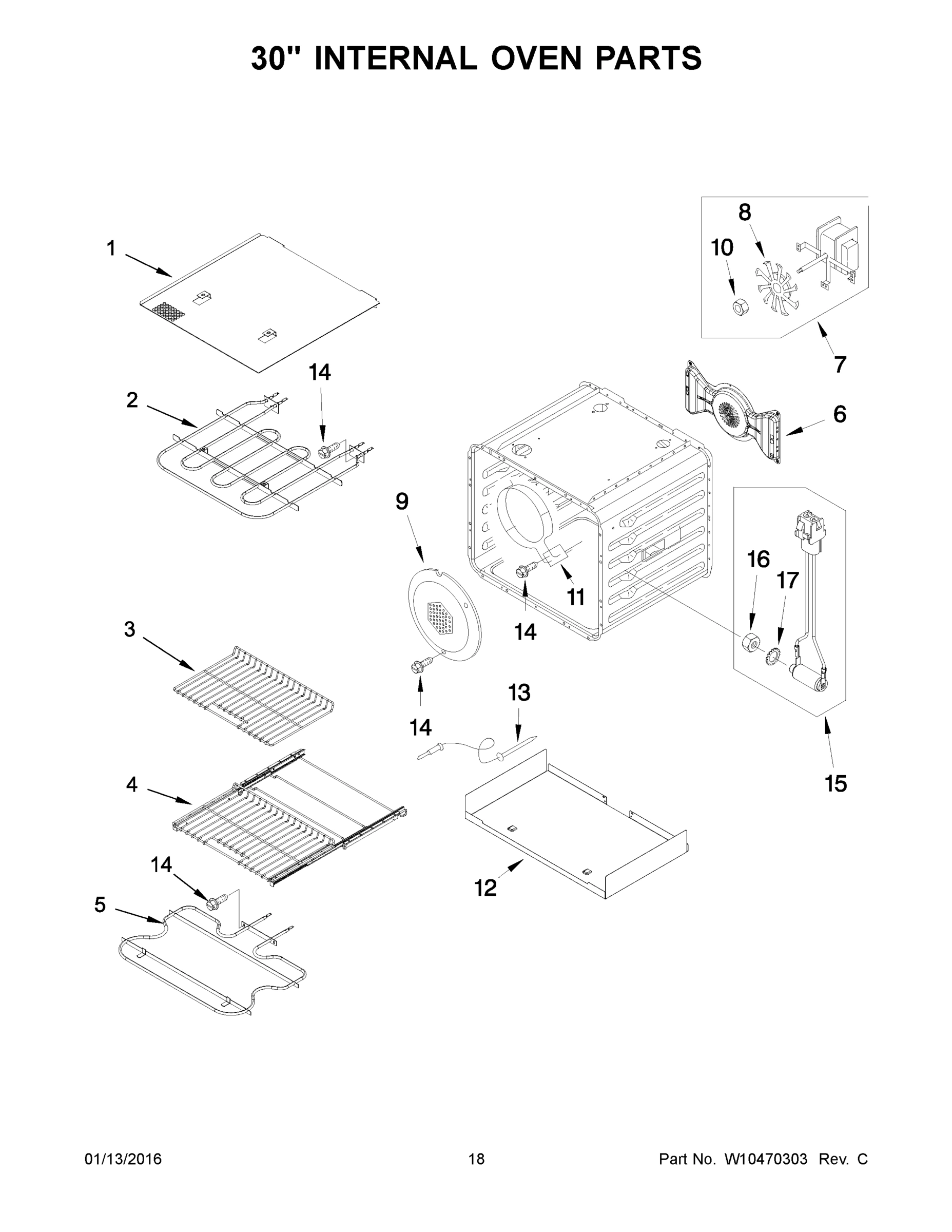 10 - 30 INCH INTERNAL OVEN PARTS