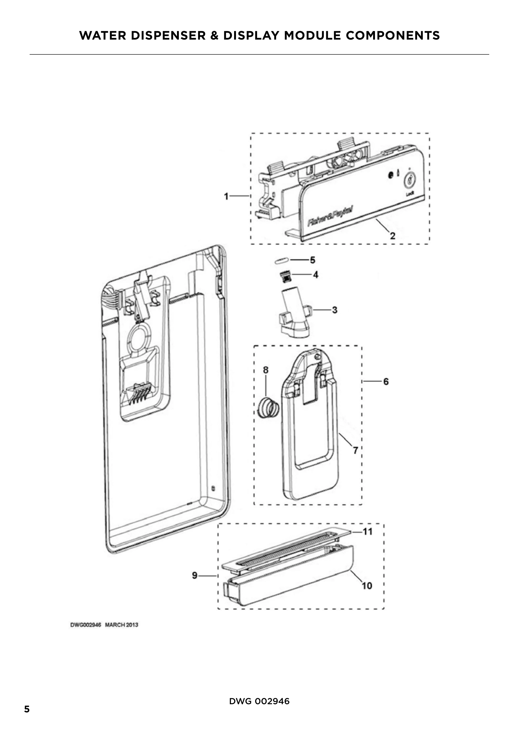 WATER DISPENSER & DISPLAY MODULE COMPONENTS