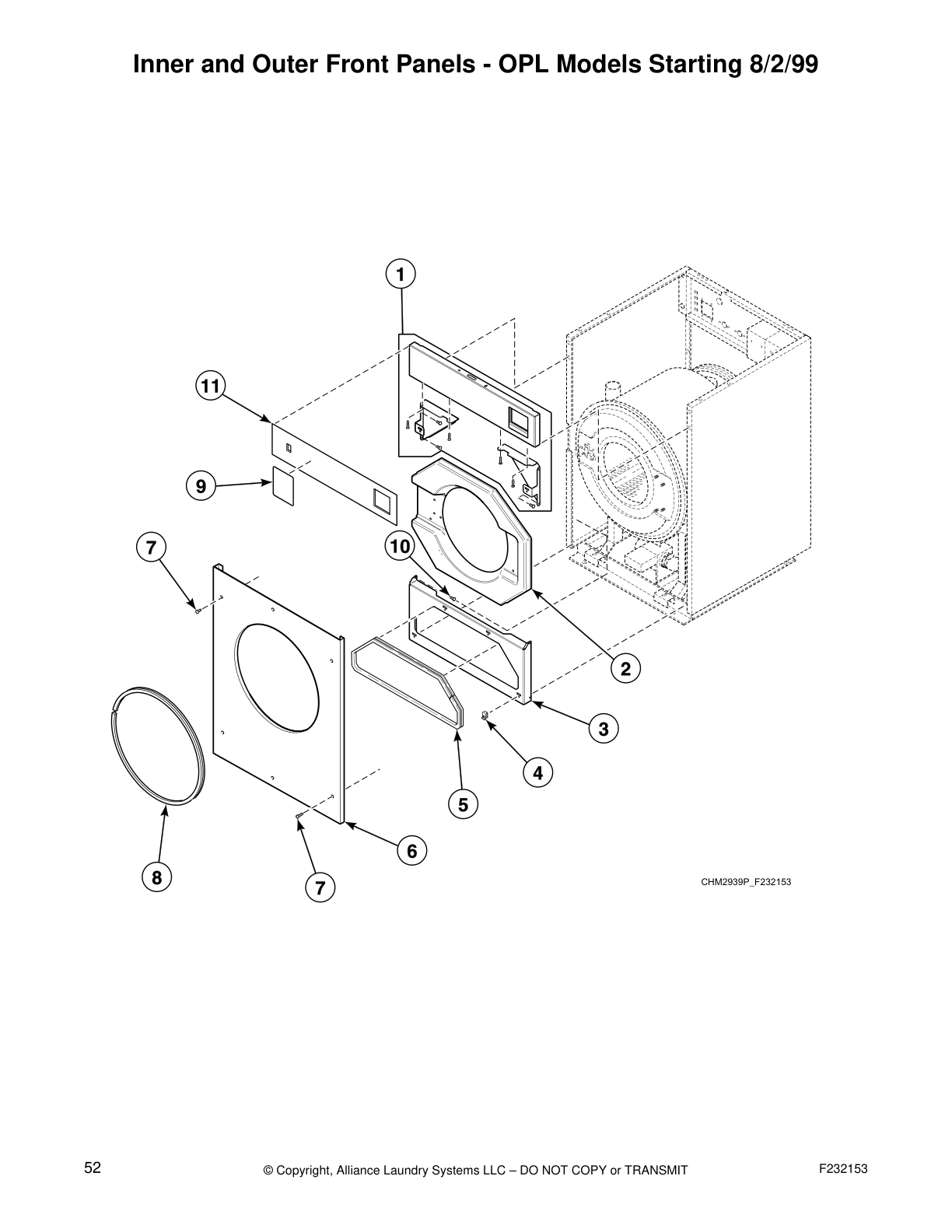 Inner and Outer Front Panels - OPL Models Starting 8/2/99