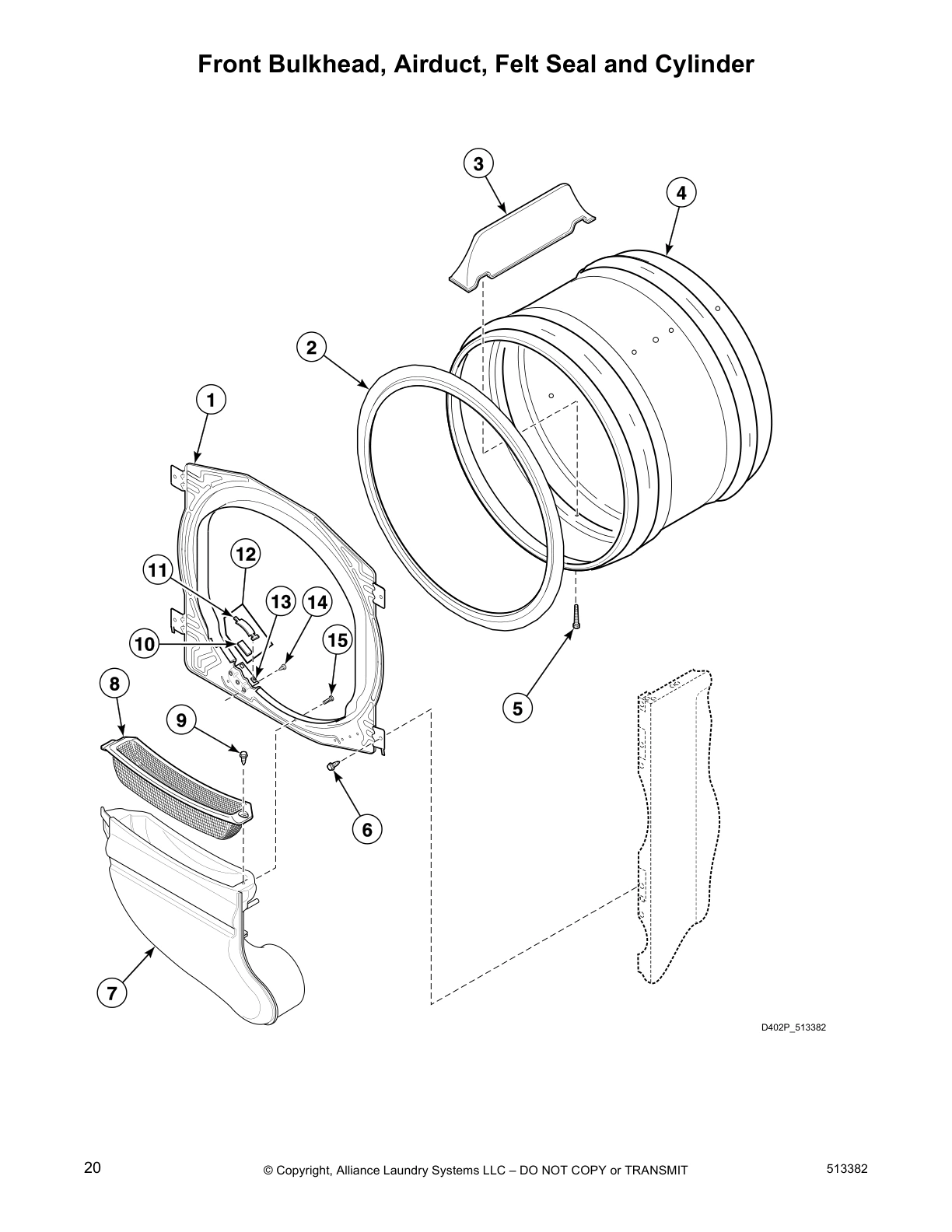 Front Bulkhead, Airduct, Felt Seal and Cylinder