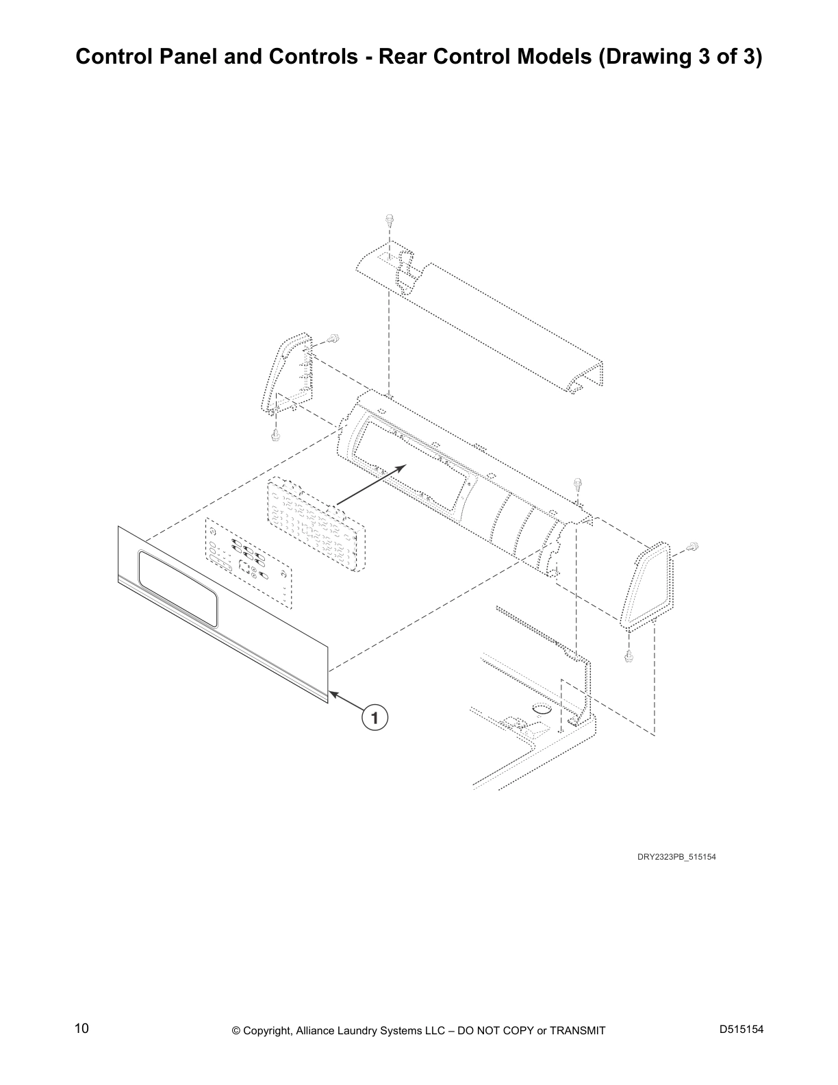 Control Panel and Controls - Rear Control Models (Drawing 3 of 3)