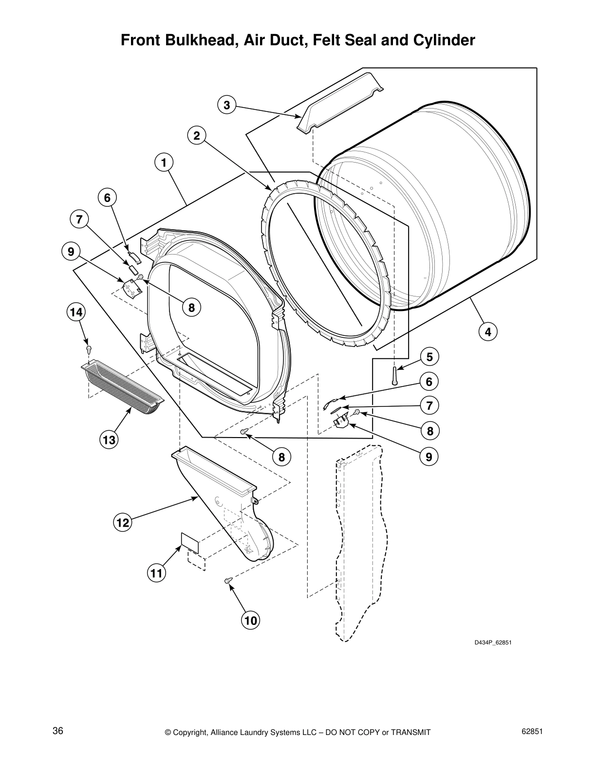 Front Bulkhead, Air Duct, Felt Seal and Cylinder