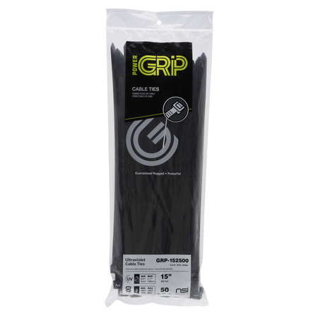 PowerGRP Cable Tie Black 15" 250lb (50PK)