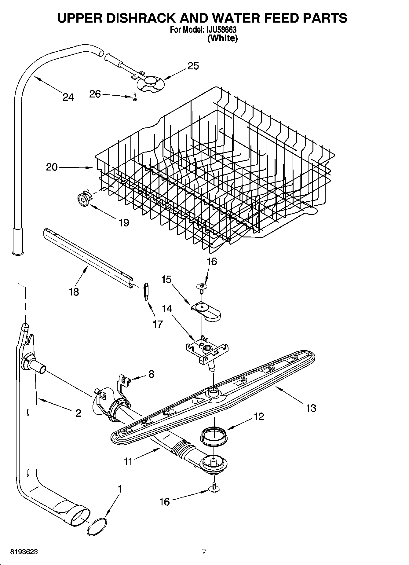 05 - UPPER DISHRACK AND WATER FEED PARTS