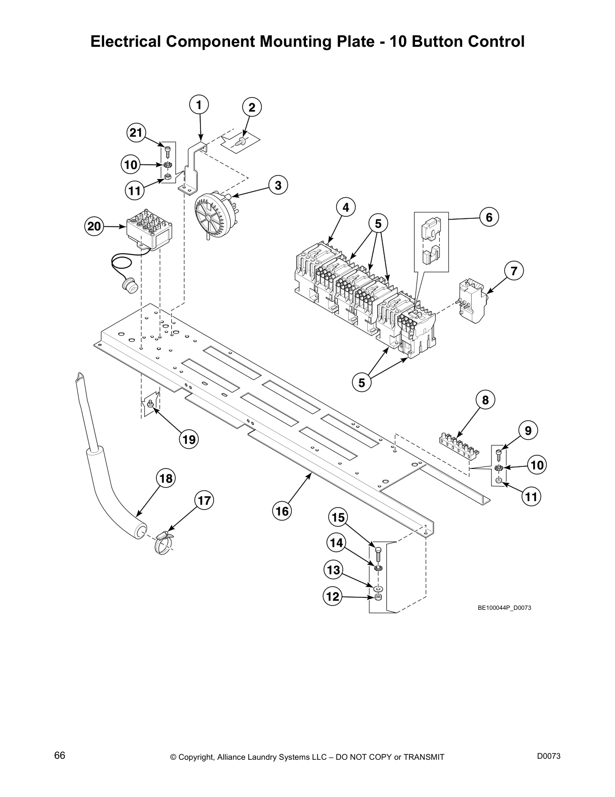 Electrical Component Mounting Plate - 10 Button Control