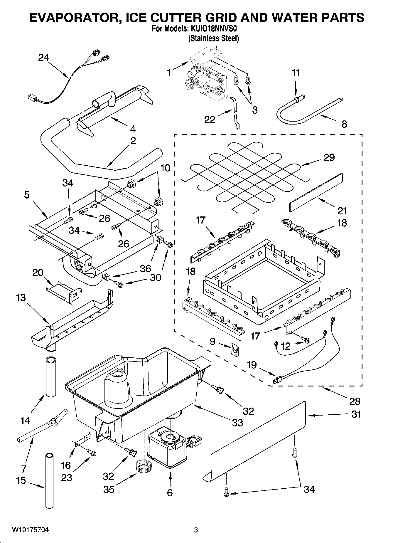 02 - EVAPORATOR, ICE CUTTER GRID AND WATER PARTS